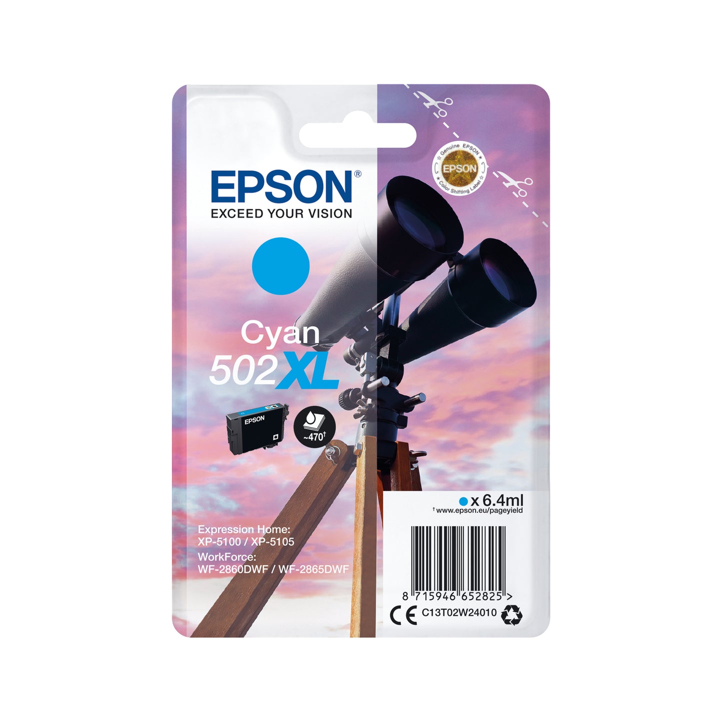 Epson 502XL Ink Cartridge Binoculars Cyan C13T02W24010