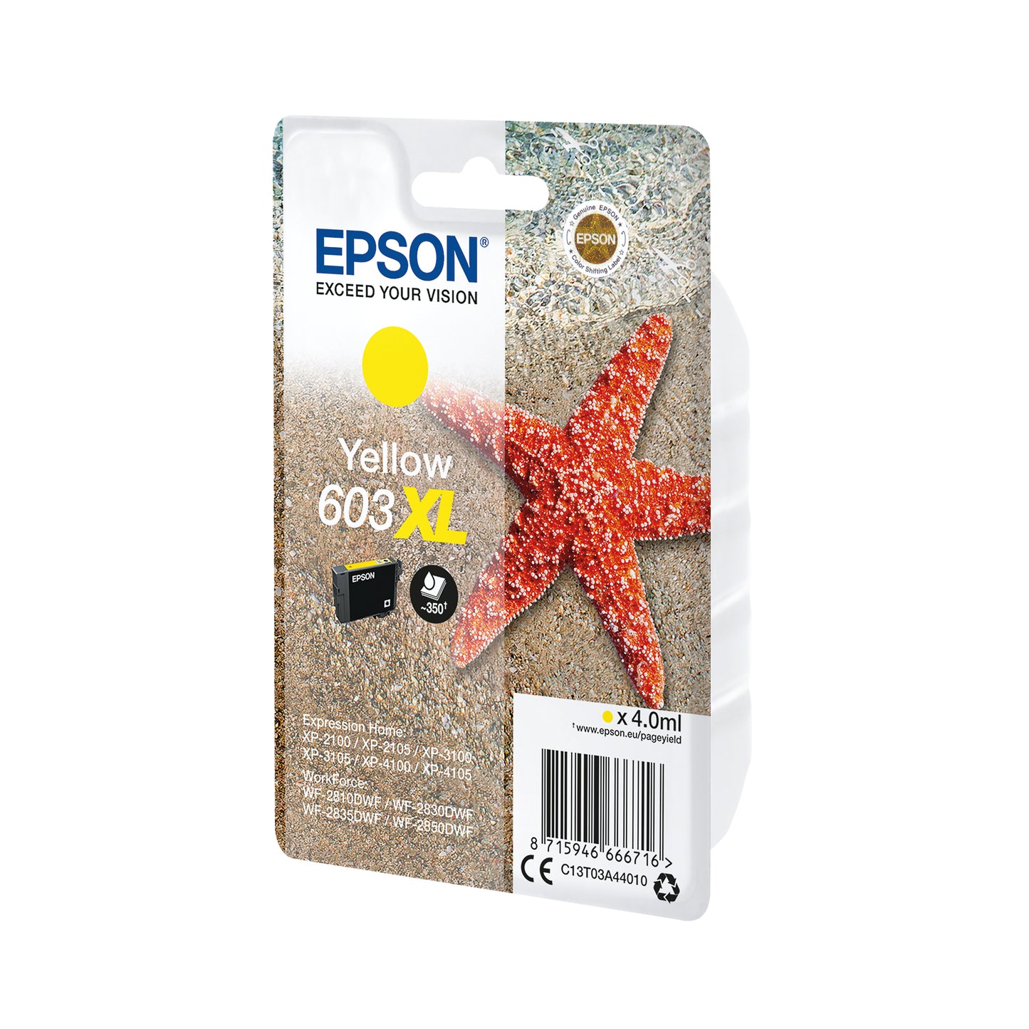 Epson 603XL Ink Cartridge High Yield Starfish Yellow C13T03A44010