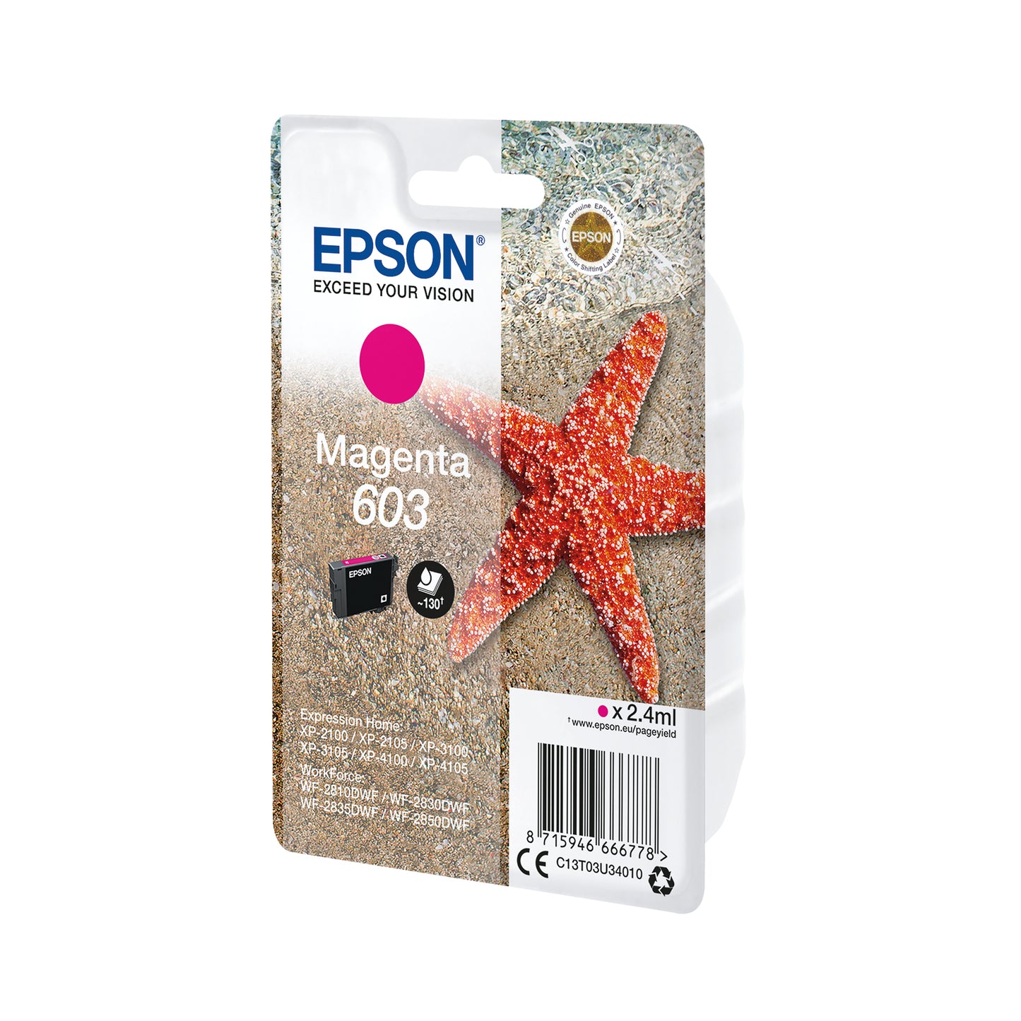 Epson 603 Ink Cartridge Starfish Magenta C13T03U34010