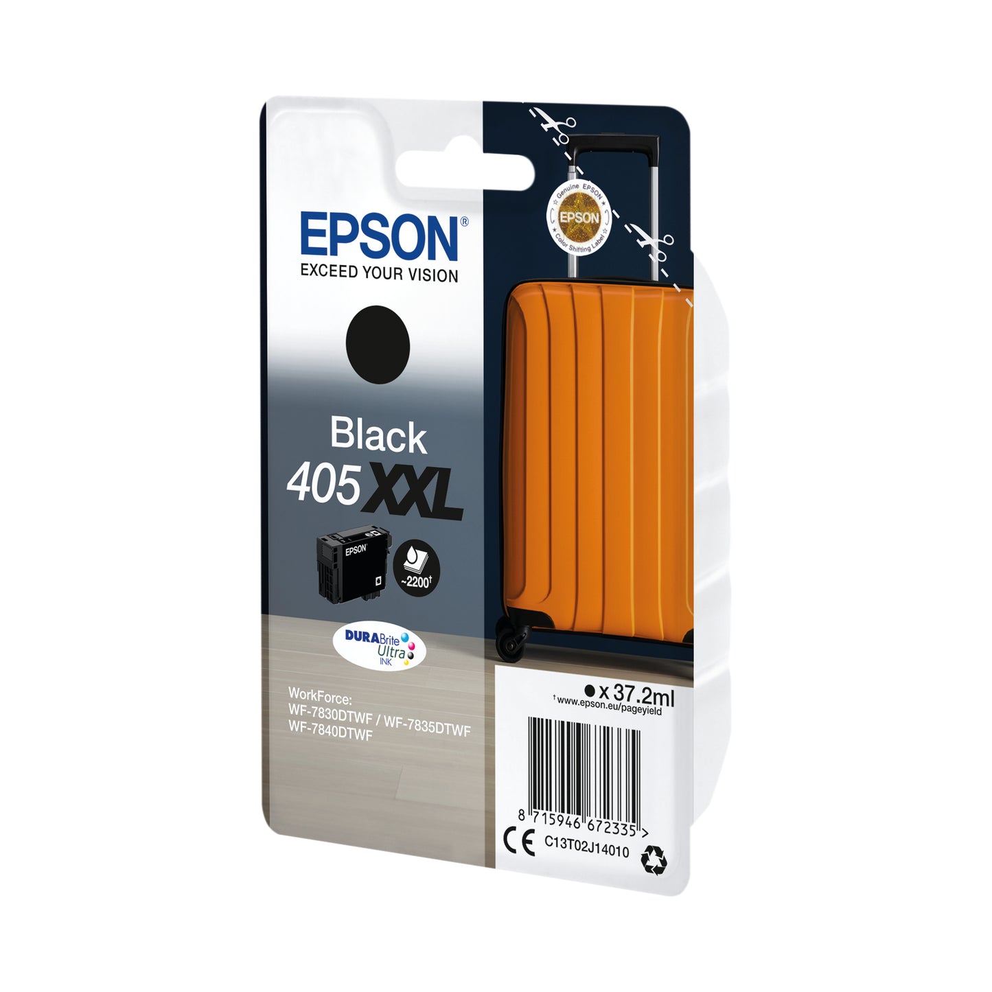Epson 405XXL Ink Cartridge DURABrite Ultra Suitcase Black C13T02J14010