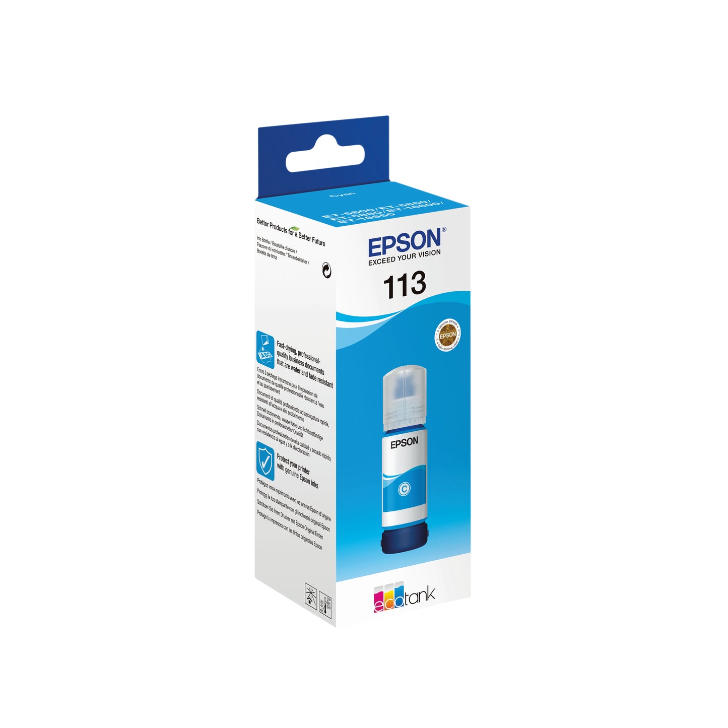 Epson 113 Ink Bottle EcoTank Pigment Cyan C13T06B240