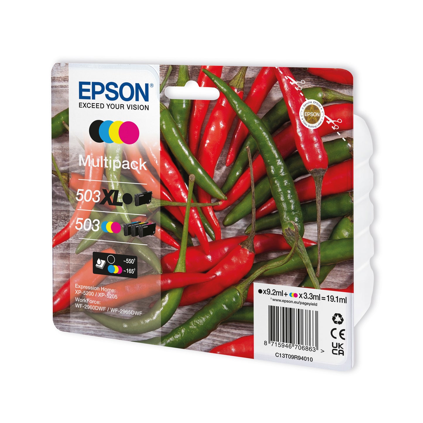 Epson 503XL/503 Ink Cartridge Multipack Chilli XL Black High Yield/Standard CMY C13T09R94010