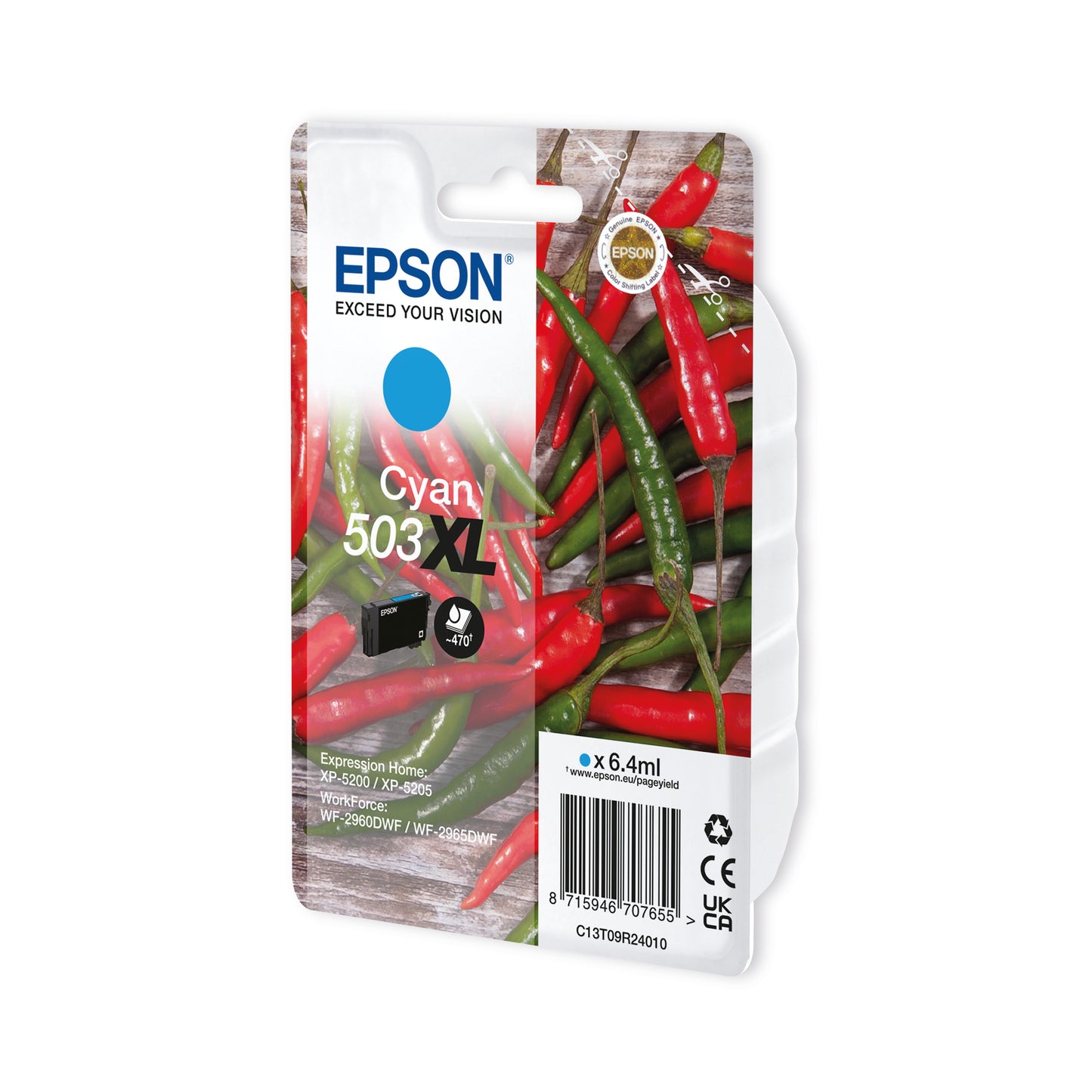 Epson 503XL Ink Cartridge High Yield Chilli Cyan C13T09R24010