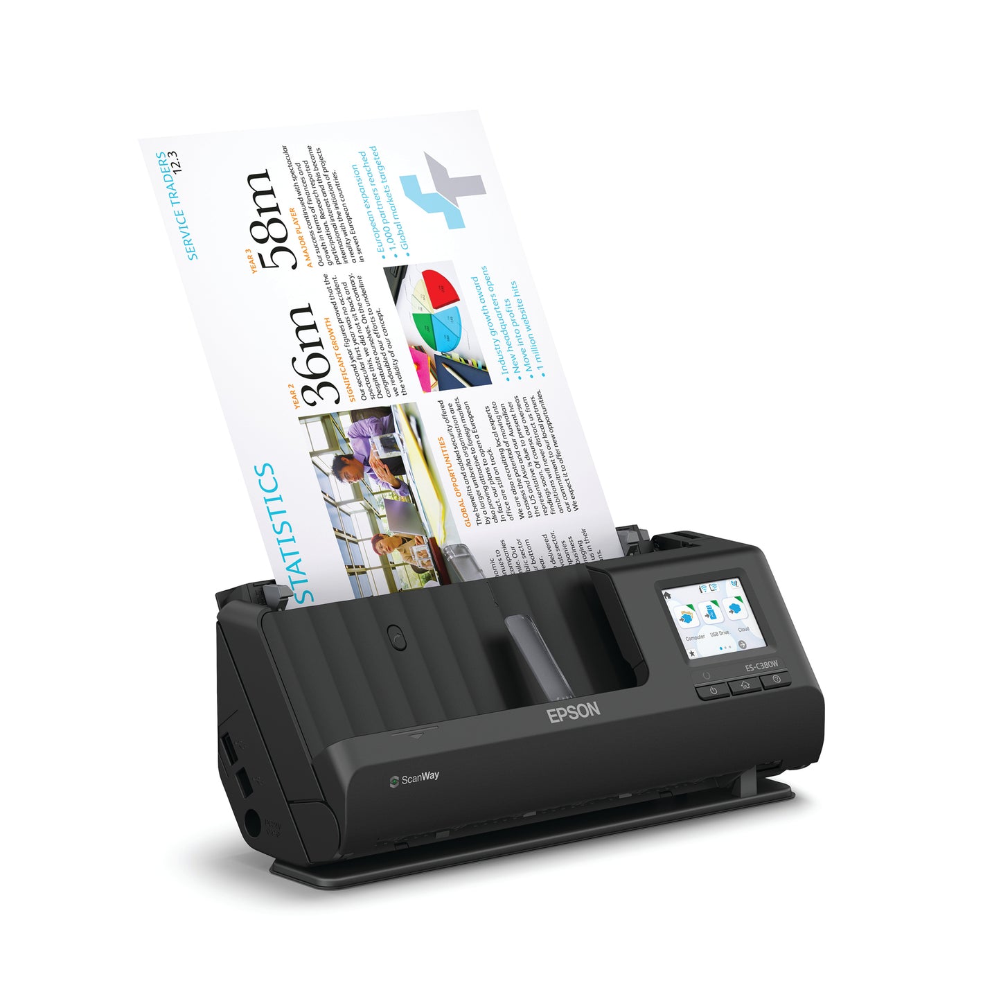Epson ES-C380W ADF + Sheet-fed scanner 600 x 600 DPI A4 Black