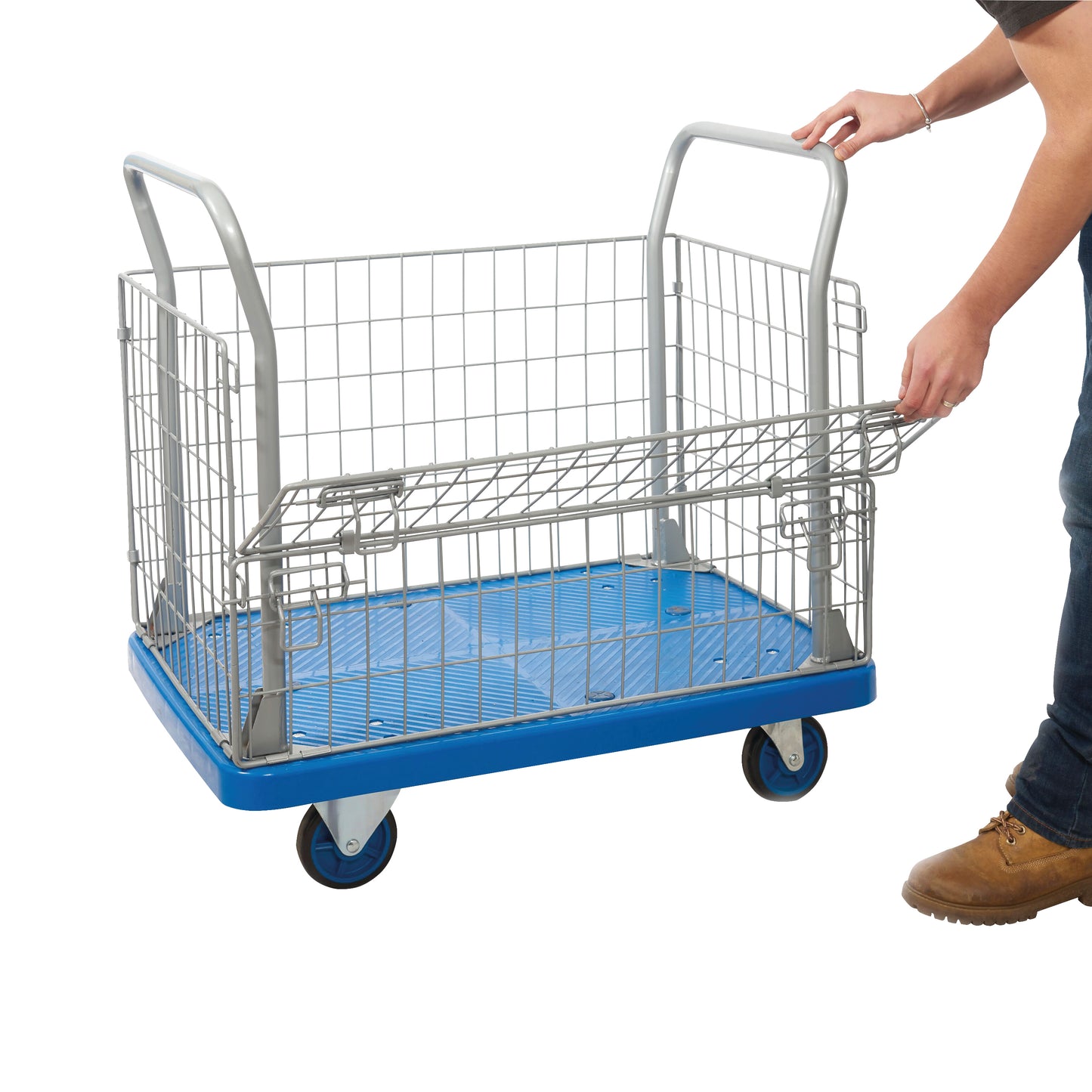 Mesh Sided Platform Trolley (Fitted with 4 x 130mm rubber castors) PPU23Y