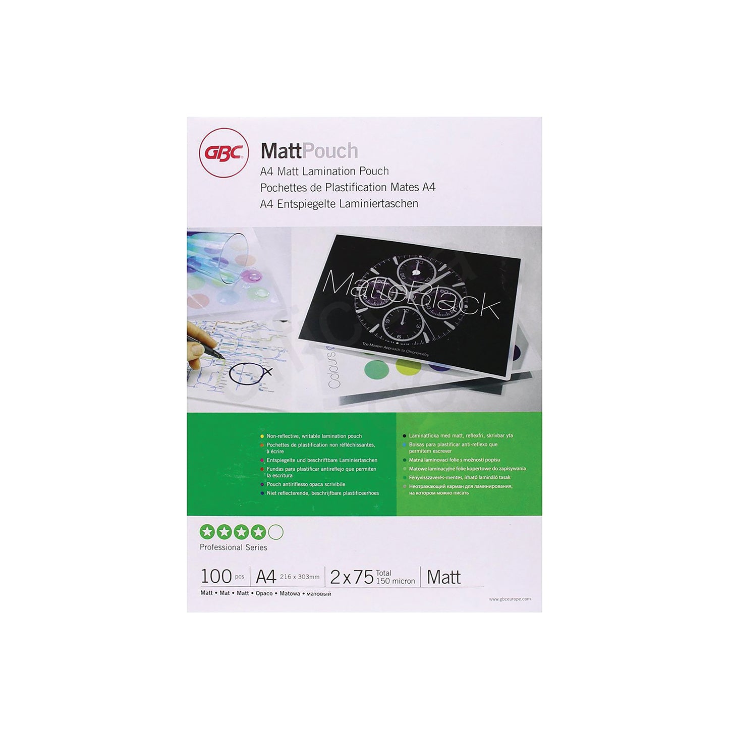 GBC Lamination Pouch A4 Matt 75 Micron