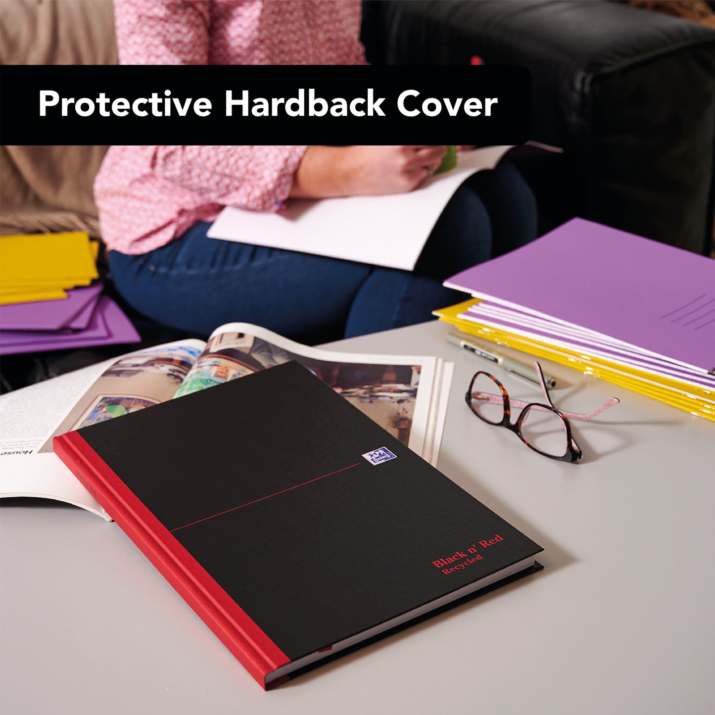 Black n' Red Casebound Ruled Recycled Hardback Notebook 192 Pages A5 (Pack of 5) 100080430