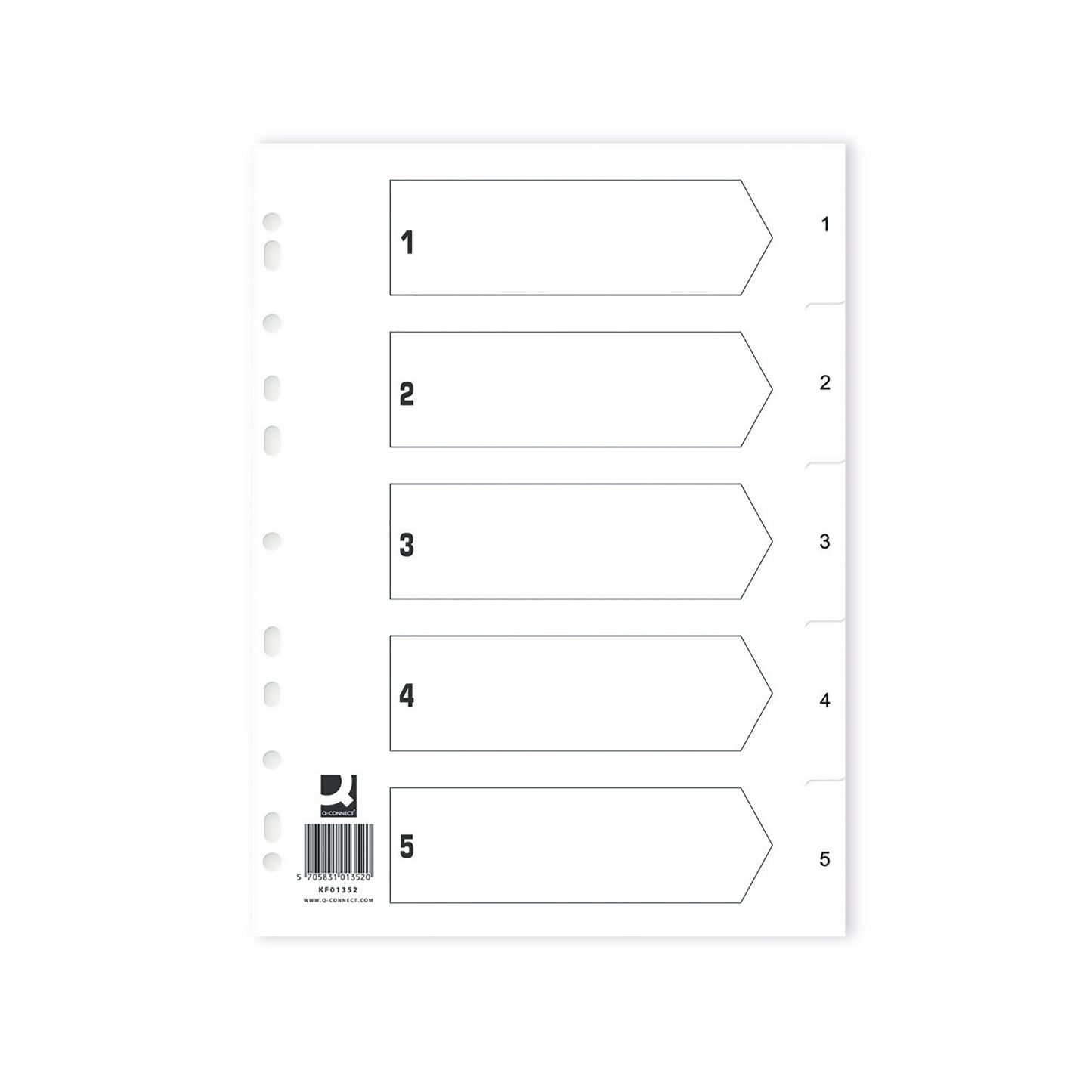 Q-Connect Index 1-5 Polypropylene White (Pack of 25) KF01352Q