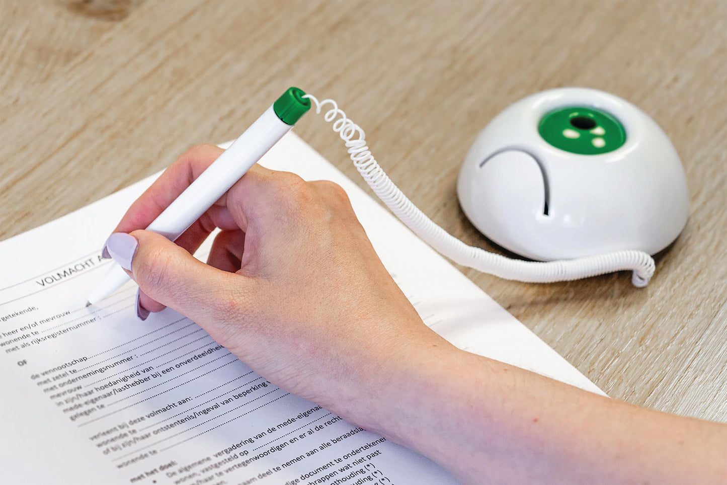 Q-Connect Antibacterial Reception Pen w/Paper Holder Plus x3 Ink Blue