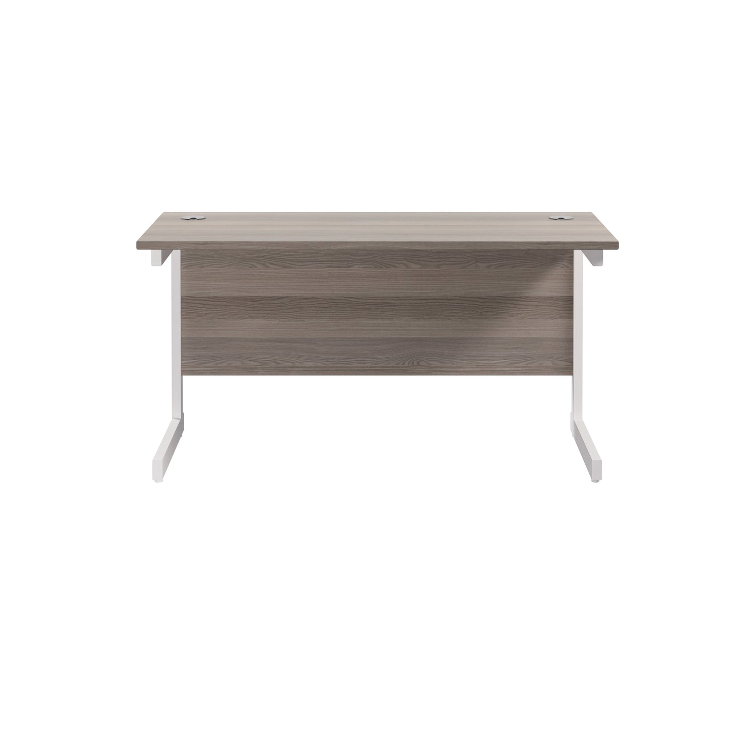 Jemini Single Rectangular Desk 1400x600x730mm Grey Oak/White KF800593