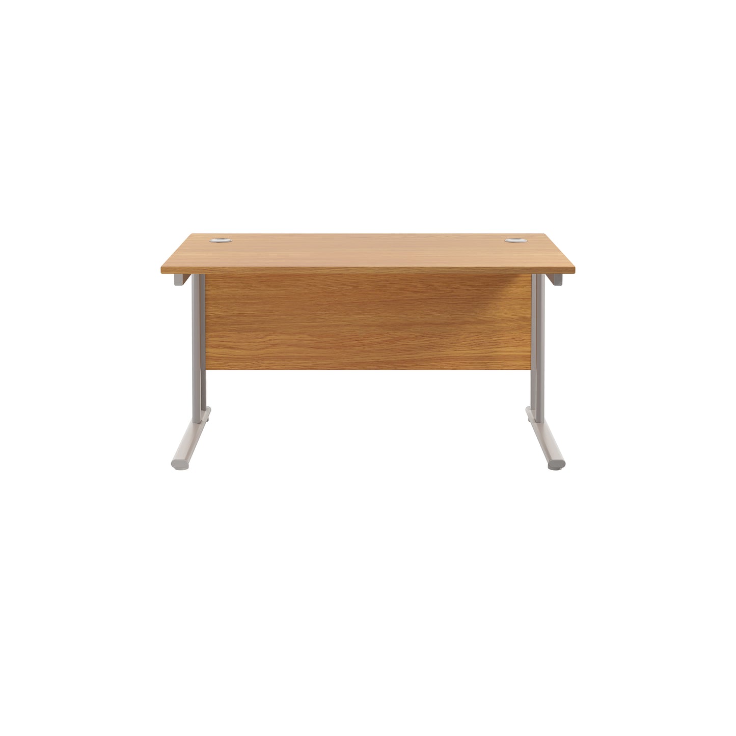 Jemini Rectangular Cantilever Desk 1400x800x730mm Nova Oak/Silver KF806943