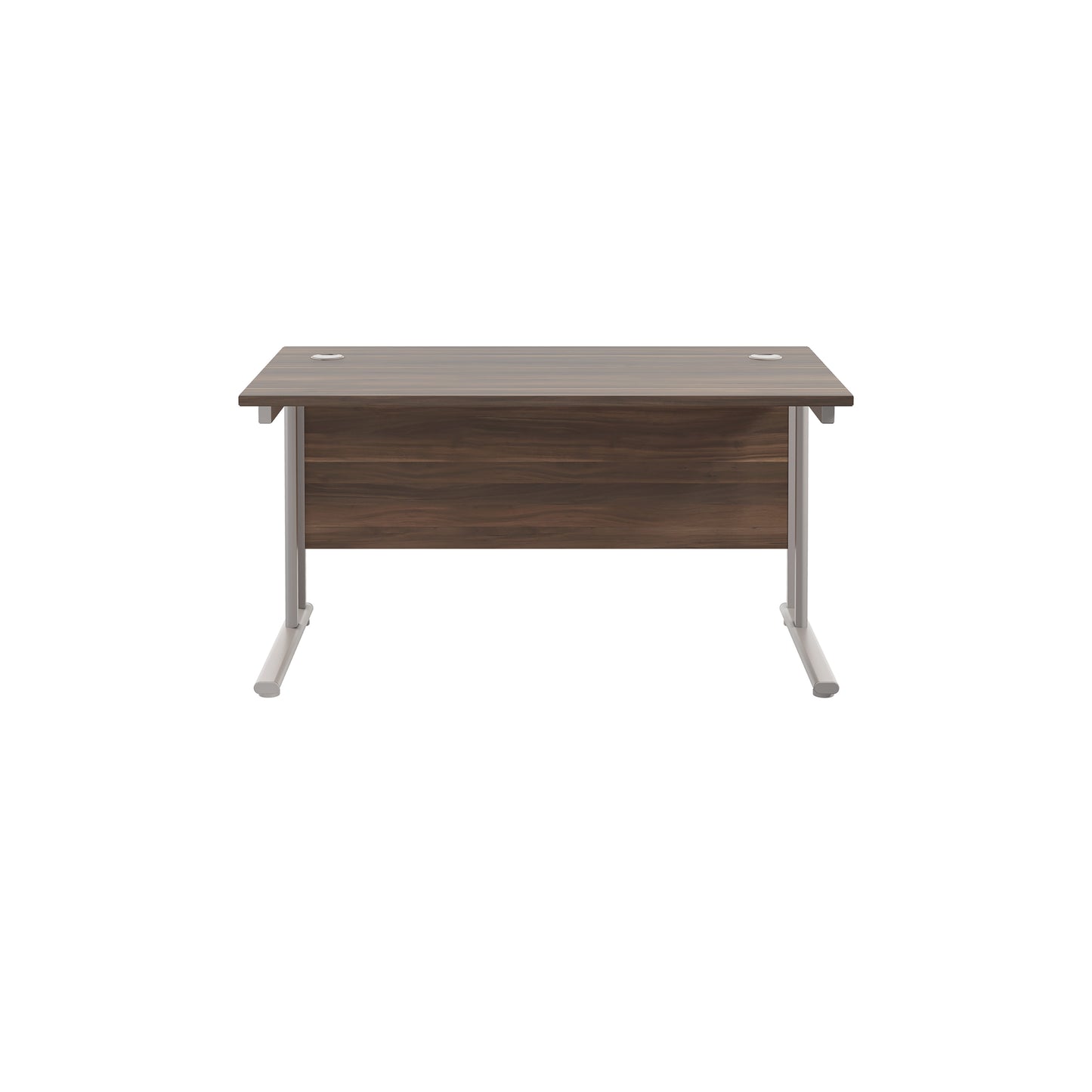 Jemini Rectangular Cantilever Desk 1400x800 Dark Walnut/Silver KF806974