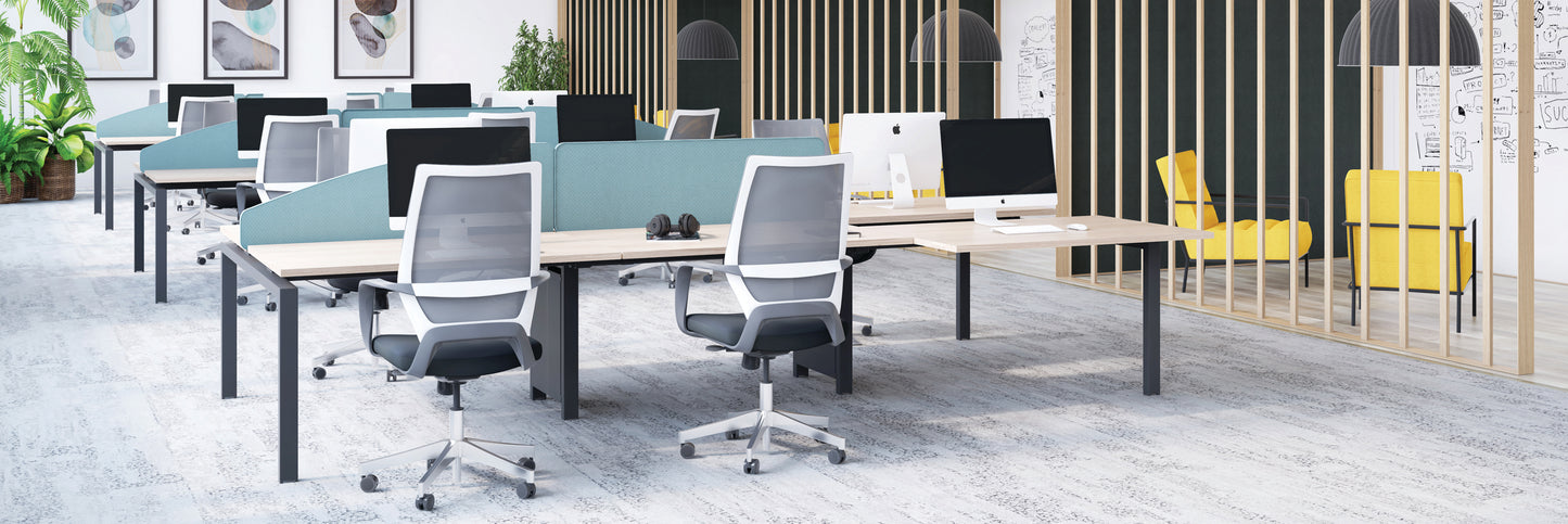 Jemini 1 Person Bench Desk 1400x800x730mm White/White KF808879