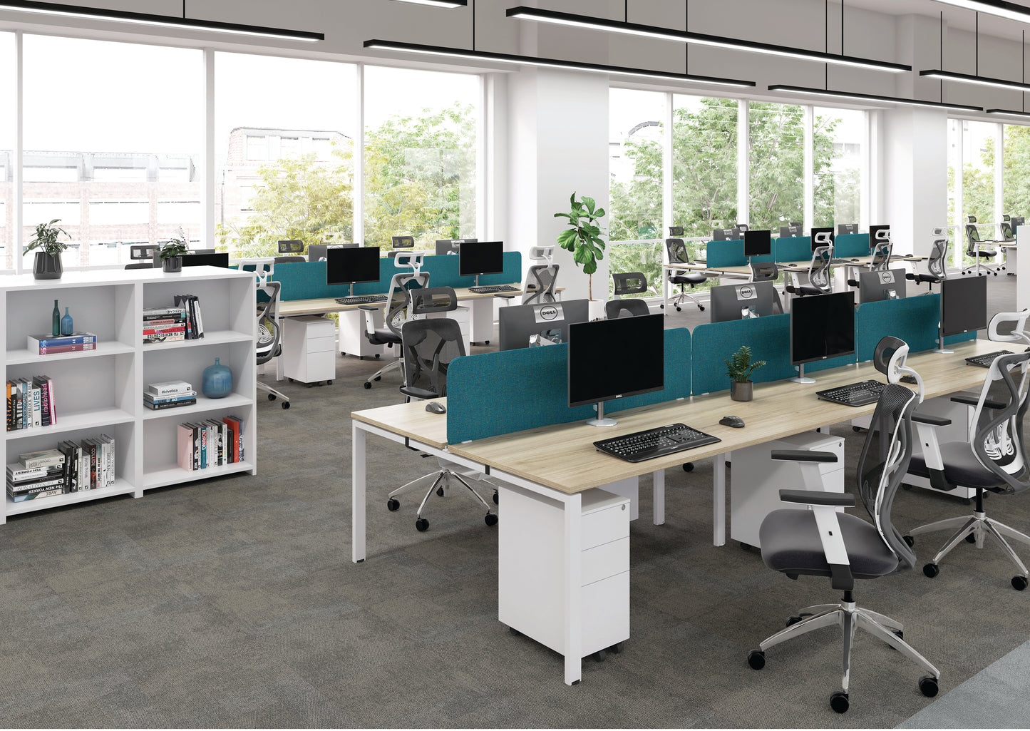 Jemini 1 Person Bench Desk 1600x800x730mm White/White KF809234