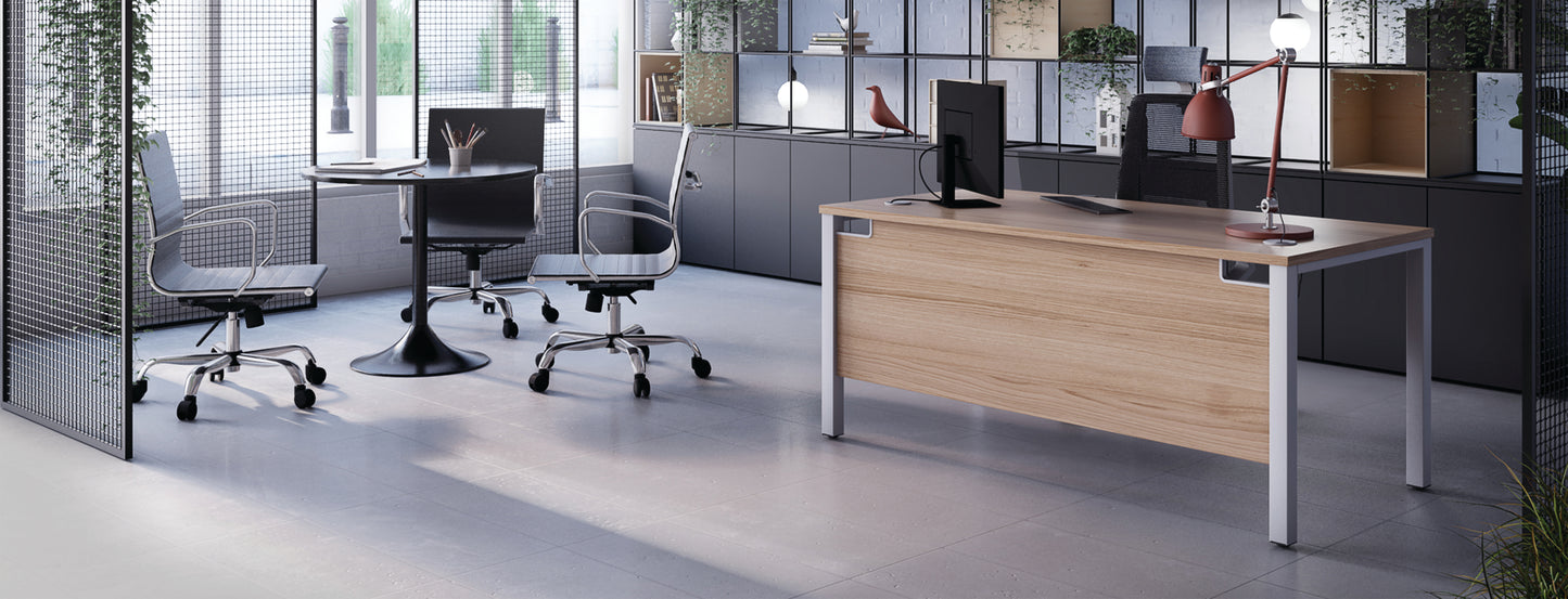 Jemini Rectangular Goal Post Desk 1000x600x730mm Grey Oak/White KF821373
