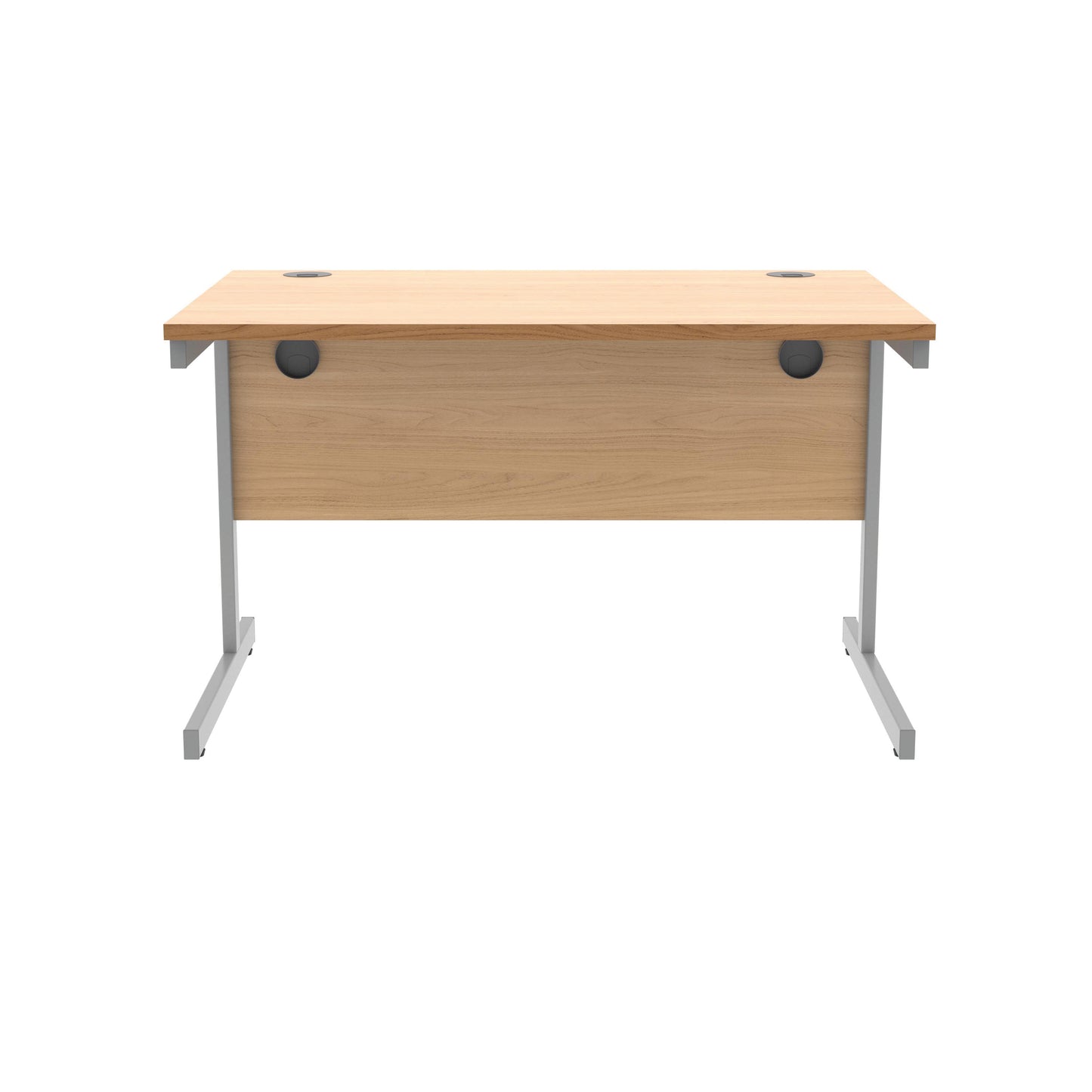 Polaris Rectangular Single Upright Cantilever Desk 1200x800x730mm Norwegian Beech/Silver KF821570