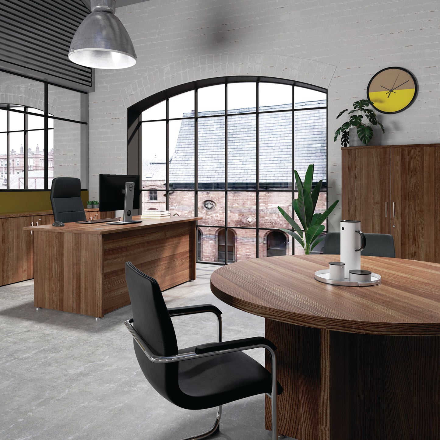 Avior Rectangular Executive Desk 1800x900x750mm Dark Walnut KF821618
