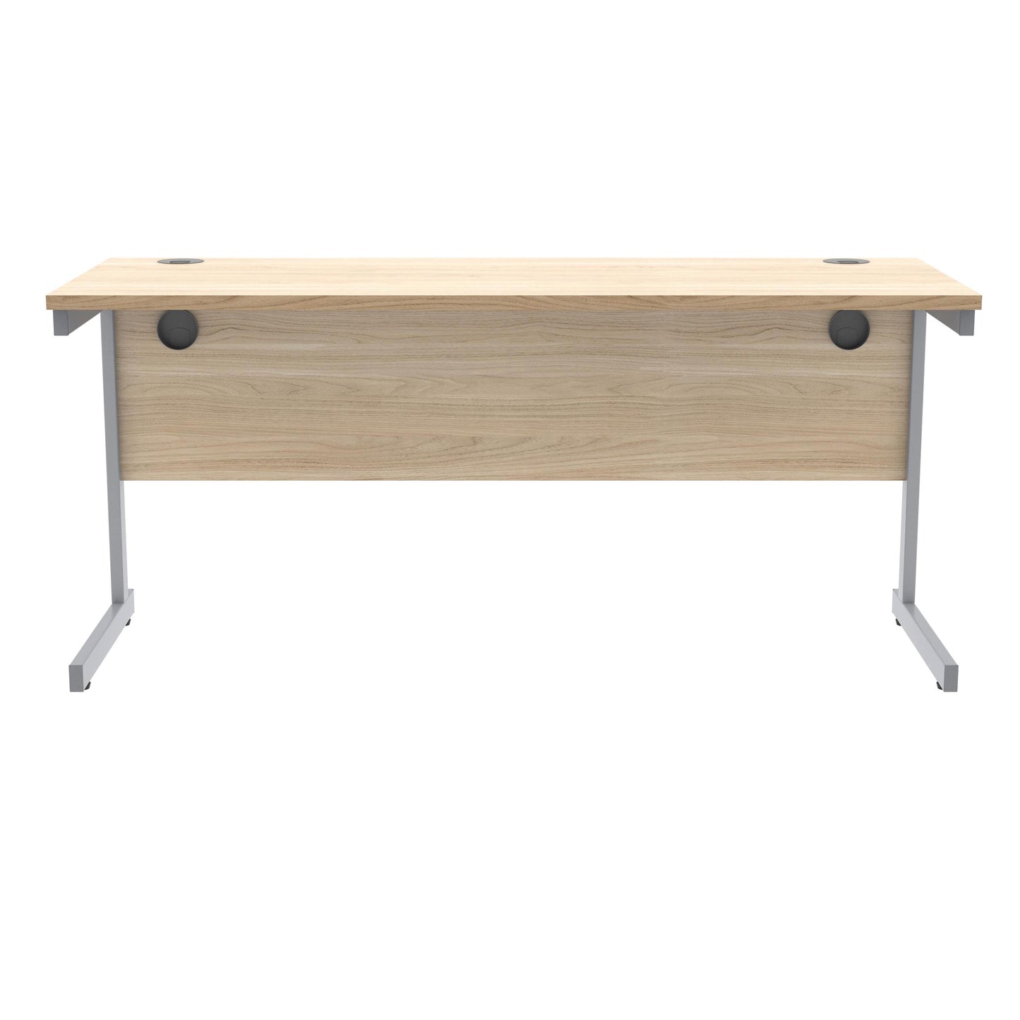 Polaris Rectangular Single Upright Cantilever Desk 1600x600x730mm Canadian Oak/Silver KF821680