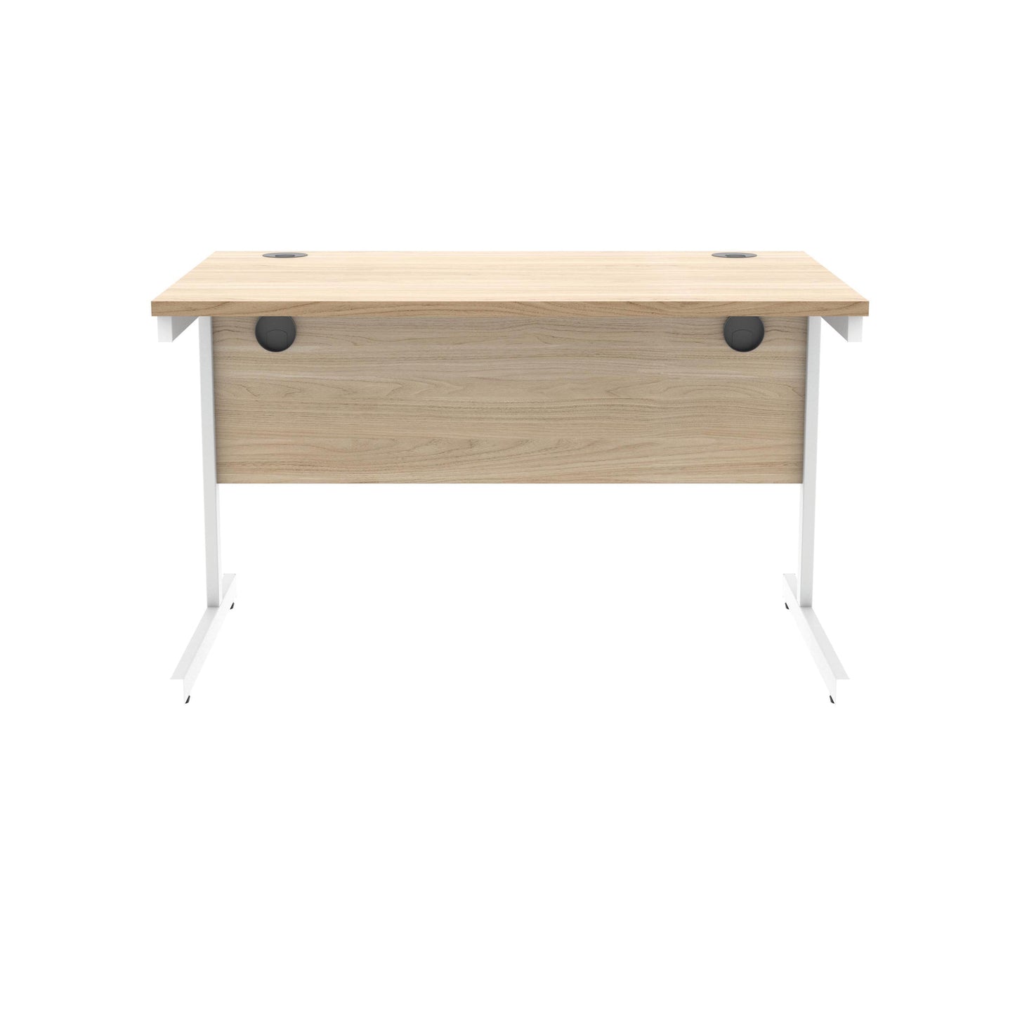 Polaris Rectangular Single Upright Cantilever Desk 1200x800x730mm Canadian Oak/White KF821750