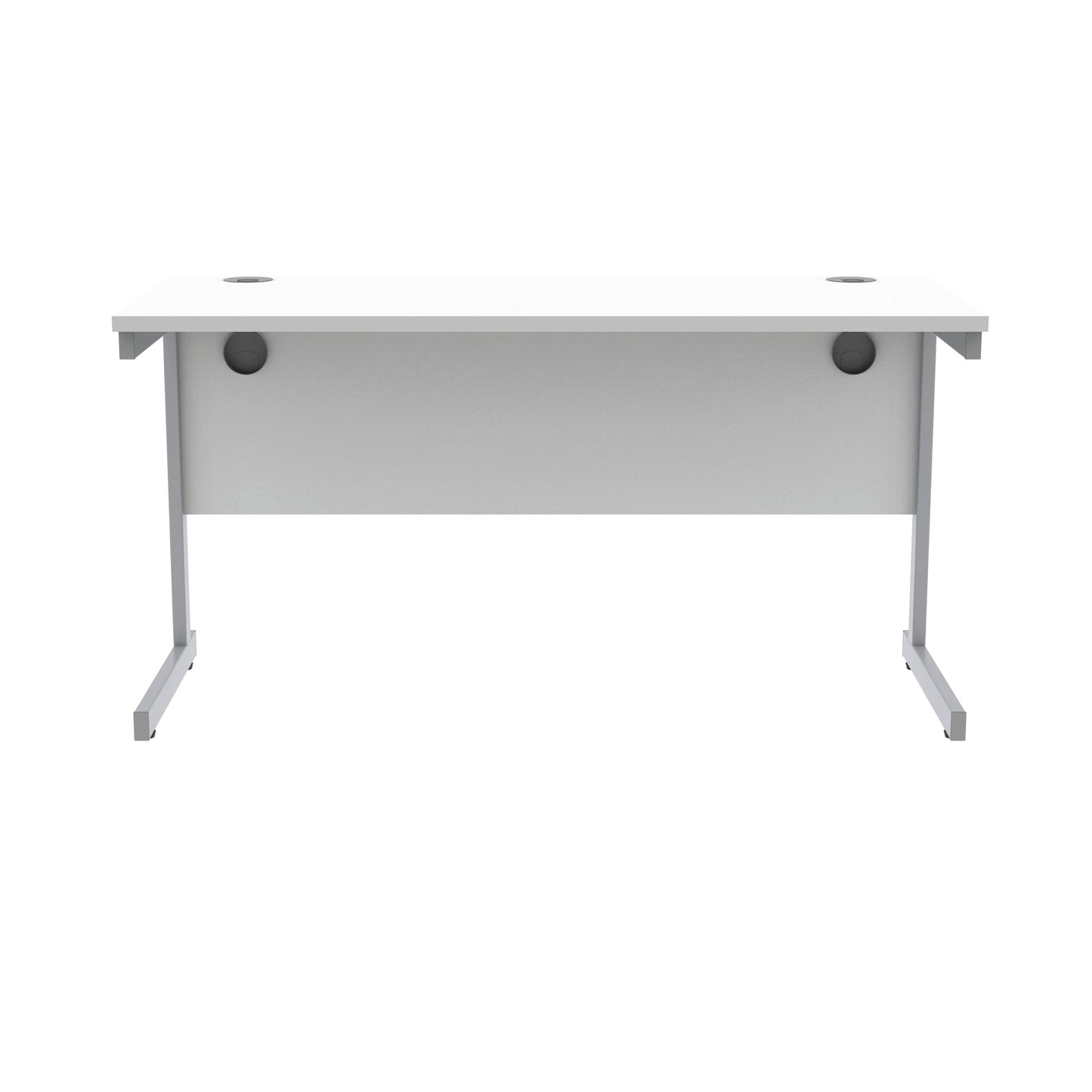Polaris Rectangular Single Upright Cantilever Desk 1400x600x730mm Arctic White/Silver KF821790