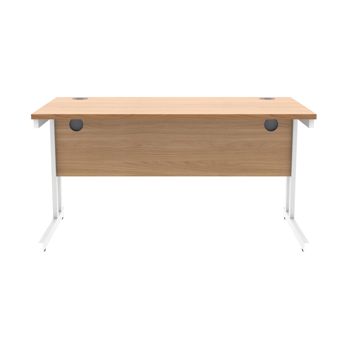 Polaris Rectangular Double Upright Cantilever Desk 1400x800x730mm Norwegian Beech/White KF822140