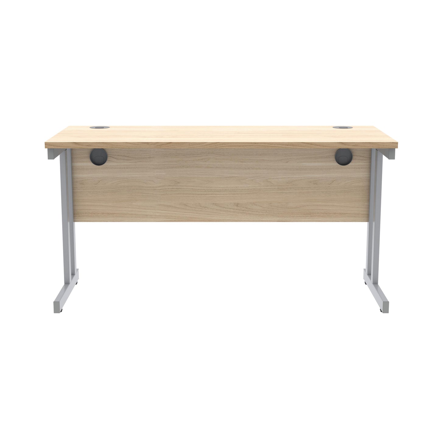 Polaris Rectangular Double Upright Cantilever Desk 1400x600x730mm Canadian Oak/Silver KF822190