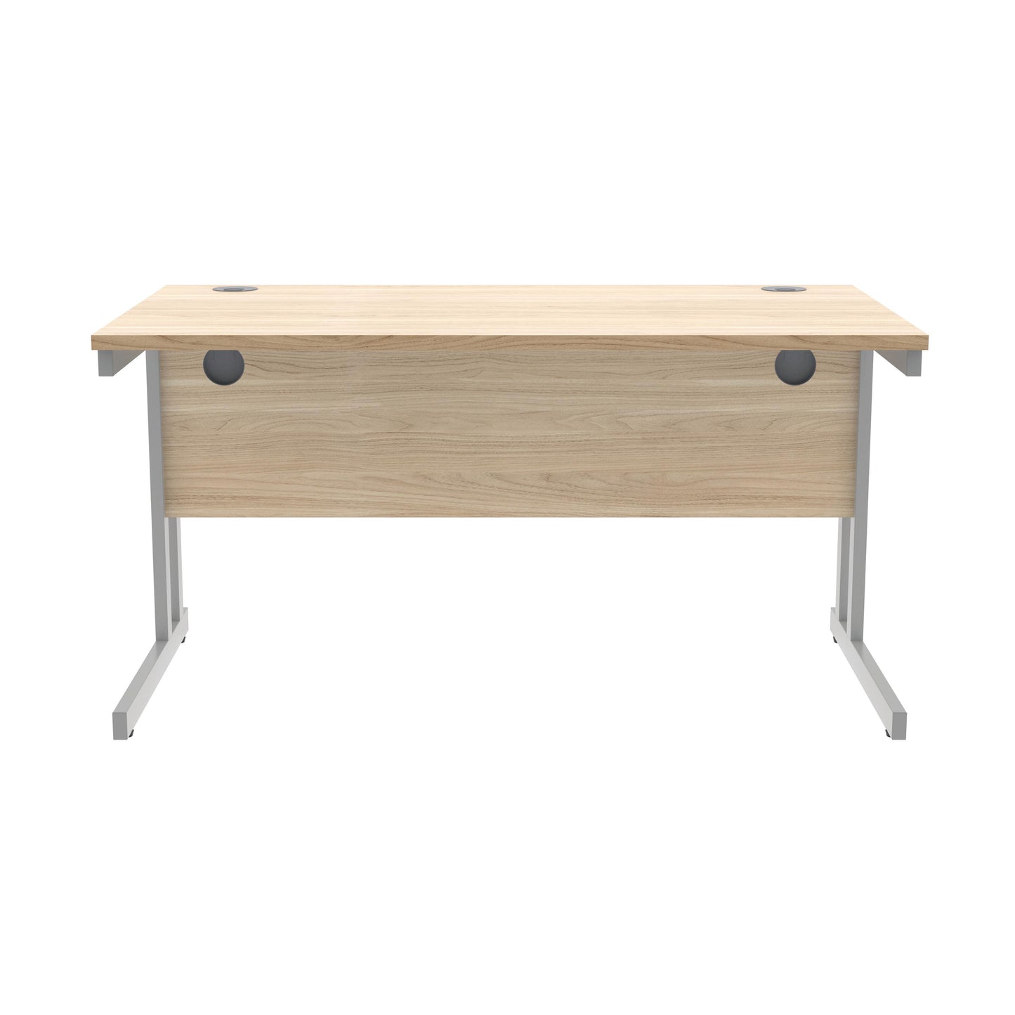 Polaris Rectangular Double Upright Cantilever Desk 1400x800x730mm Canadian Oak/Silver KF822220