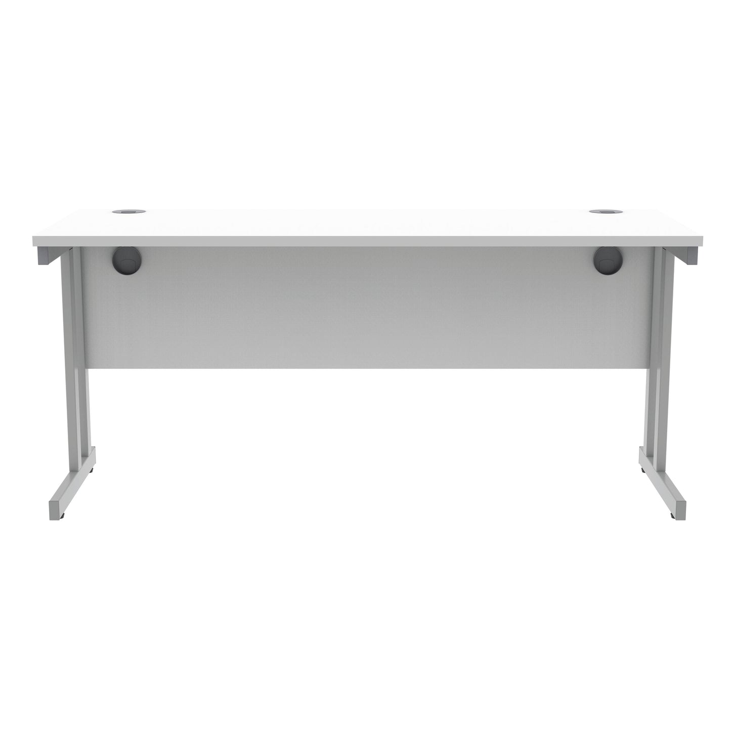 Polaris Rectangular Double Upright Cantilever Desk 1600x600x730mm Arctic White/Silver KF822360