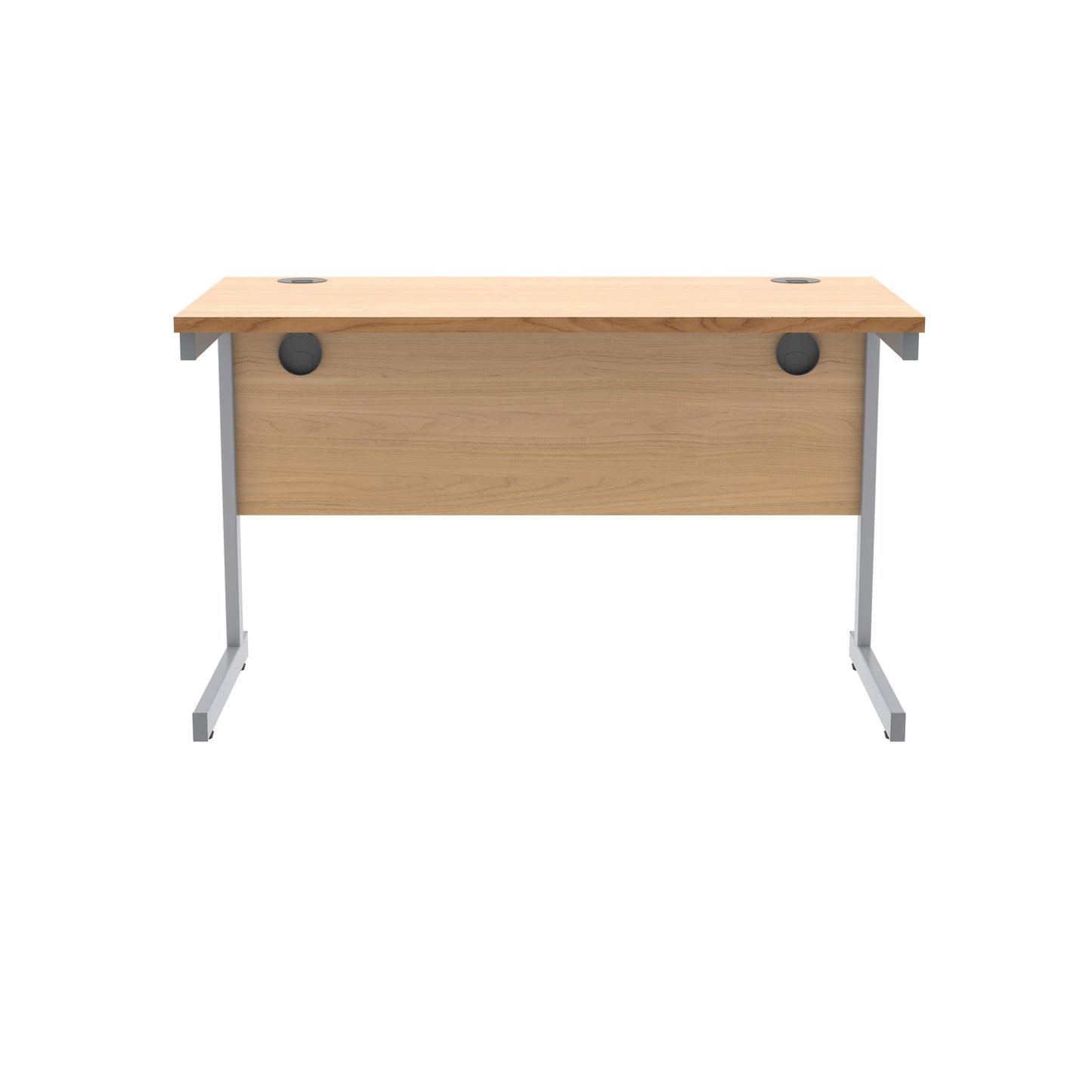 Polaris Rectangular Single Upright Cantilever Desk 1200x600x730mm Norwegian Beech/Silver KF882336