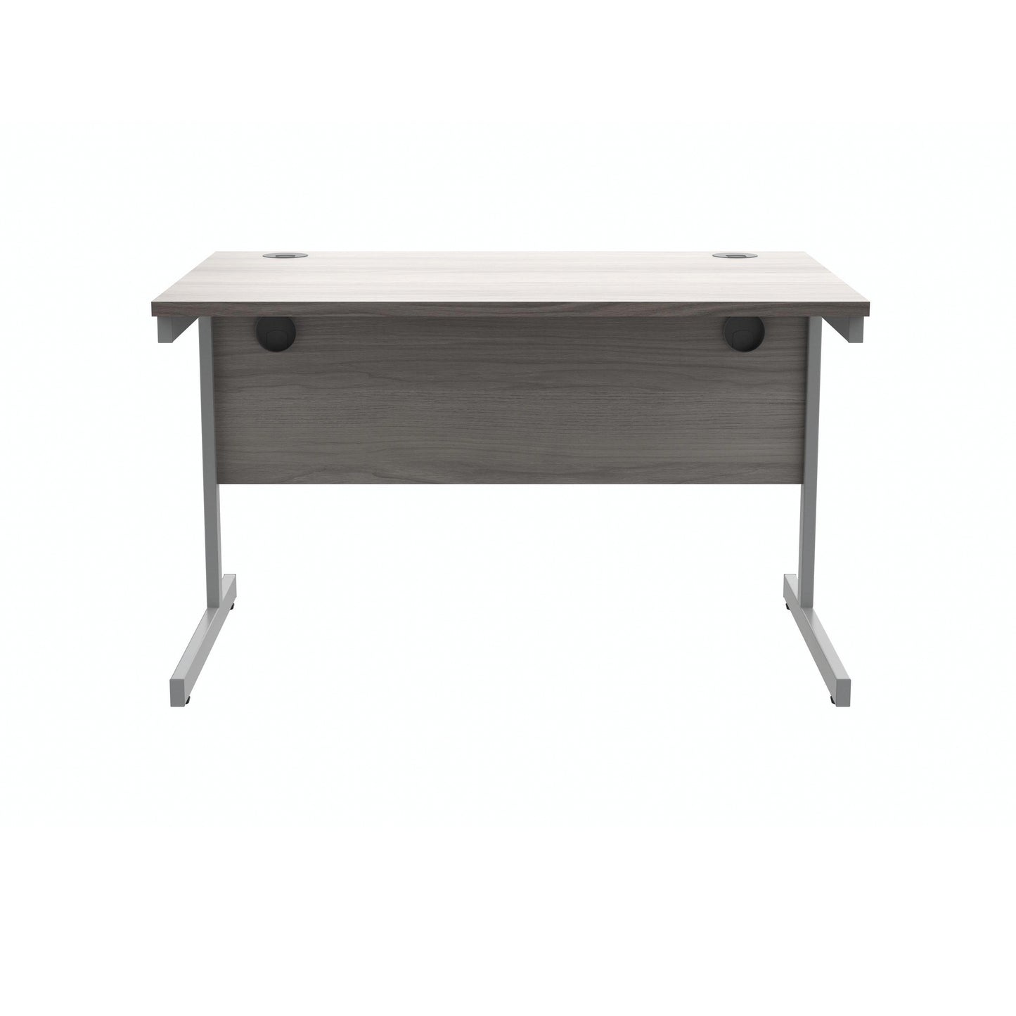 Polaris Rectangular Single Upright Cantilever Desk 1200x800x730mm Alaskan Grey Oak/Silver KF882342