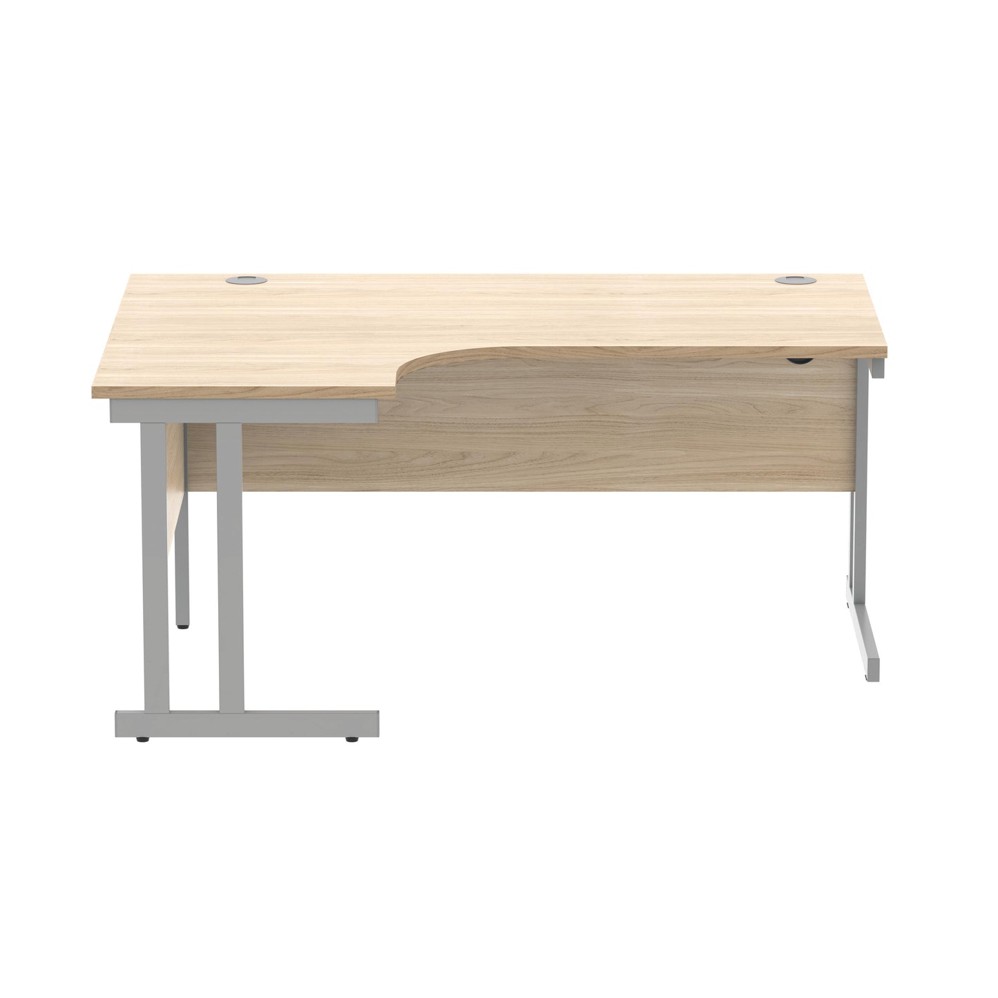 Polaris Left Hand Radial Double Upright Cantilever Desk 1600x1200x730mm Canadian Oak/Silver KF882346