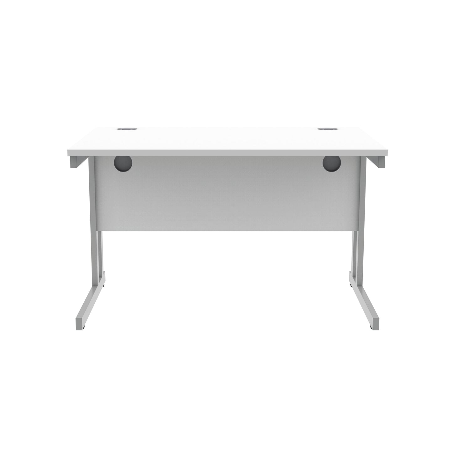 Polaris Rectangular Double Upright Cantilever Desk 1200x800x730mm Arctic White/Silver KF882347