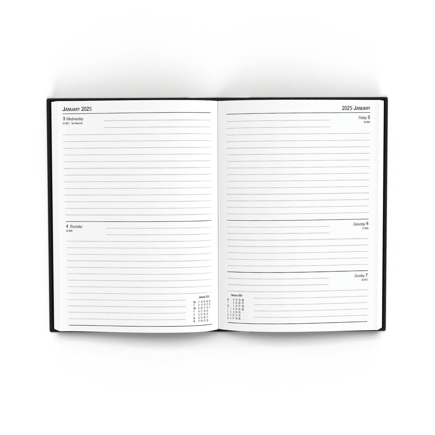 Desk Diary 2 Day Per Page A5 Black 2025 KFA52BK25