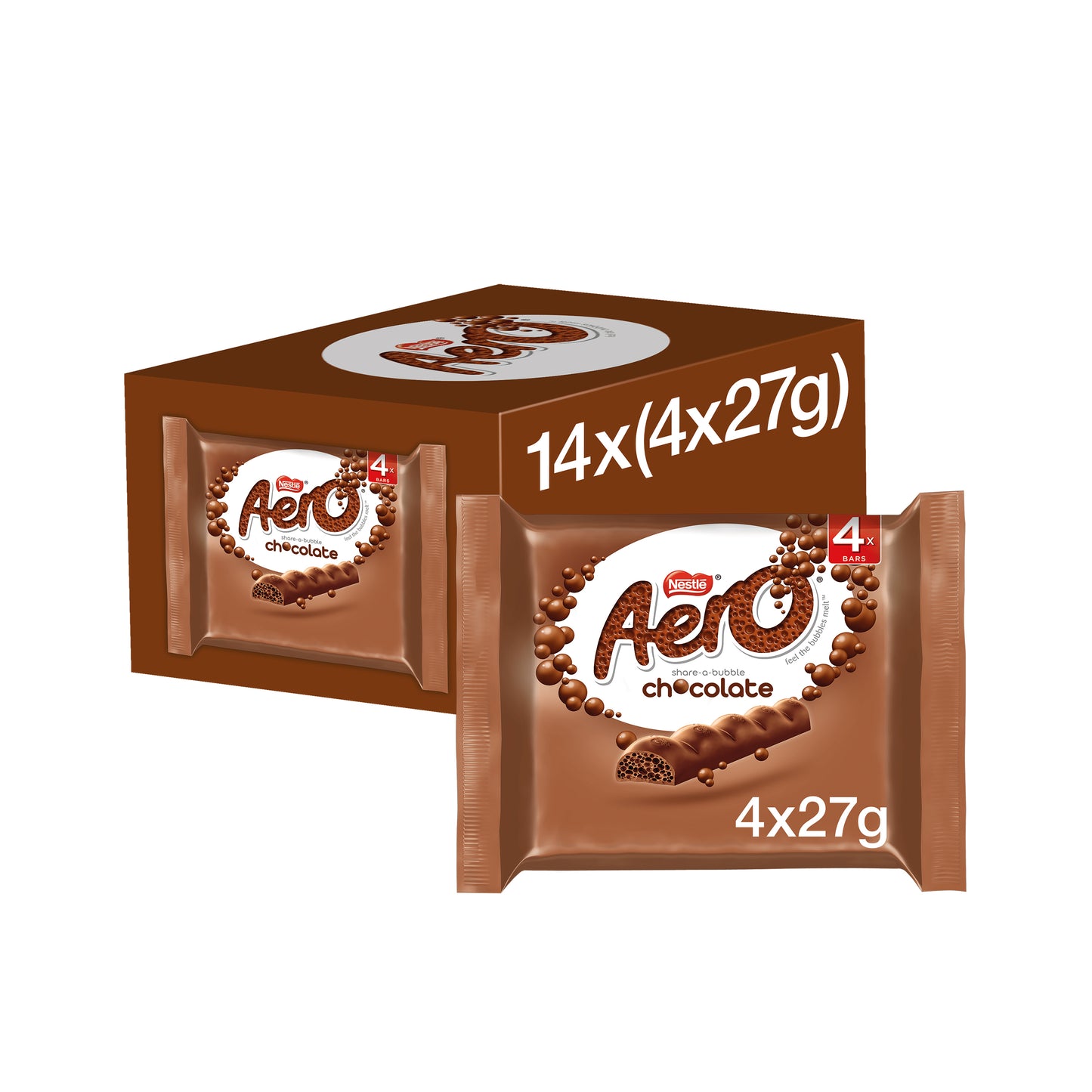 Nestle Aero Bubbly Bar Milk Chocolate Multipack 27g (Pack of 4) 12506725
