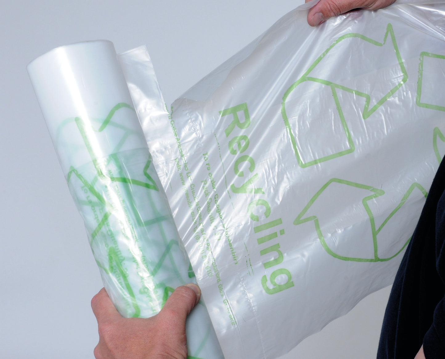Acorn Bin Printed Recycling Bin Liner Clear Green (Pack of 50) 402573