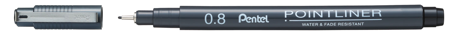 Pentel Pointliner Pigment Liner 0.8mm Black (Pack of 12) S20P-8A