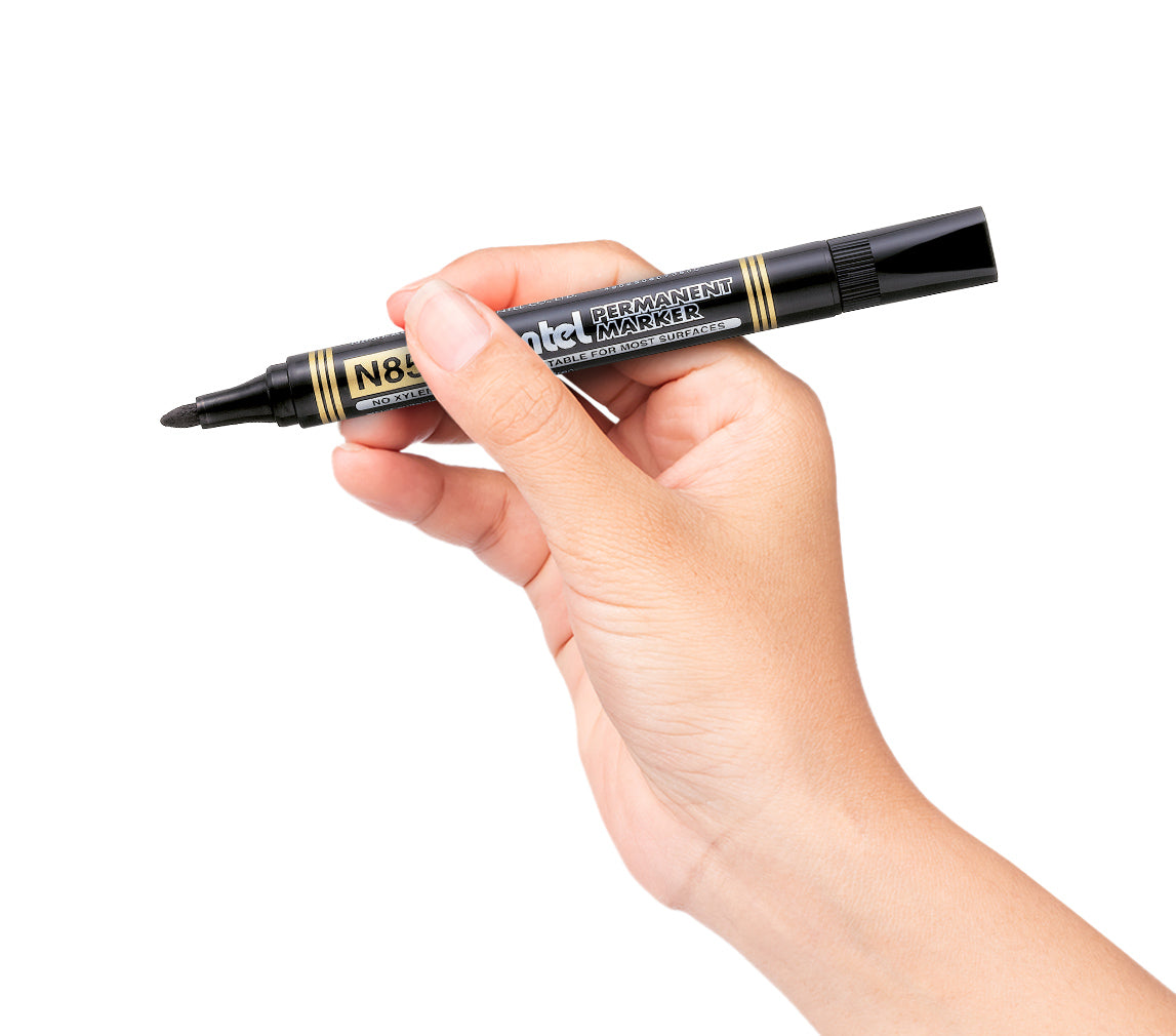Pentel N850 Permanent Marker Bullet Tip Black (Pack of 12) N850T12-A