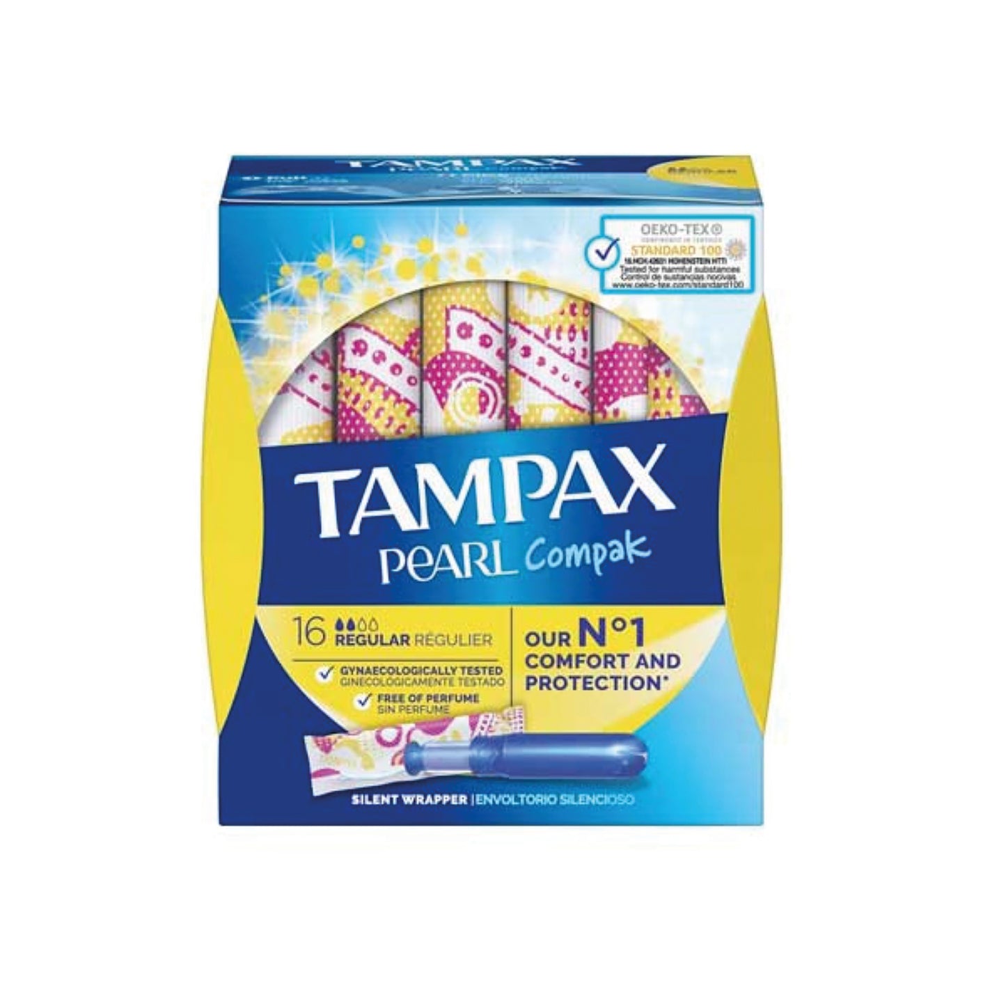 Tampax Compak Pearl Regular Applicator Tampons Boxed x16 (Pack of 4) C006298
