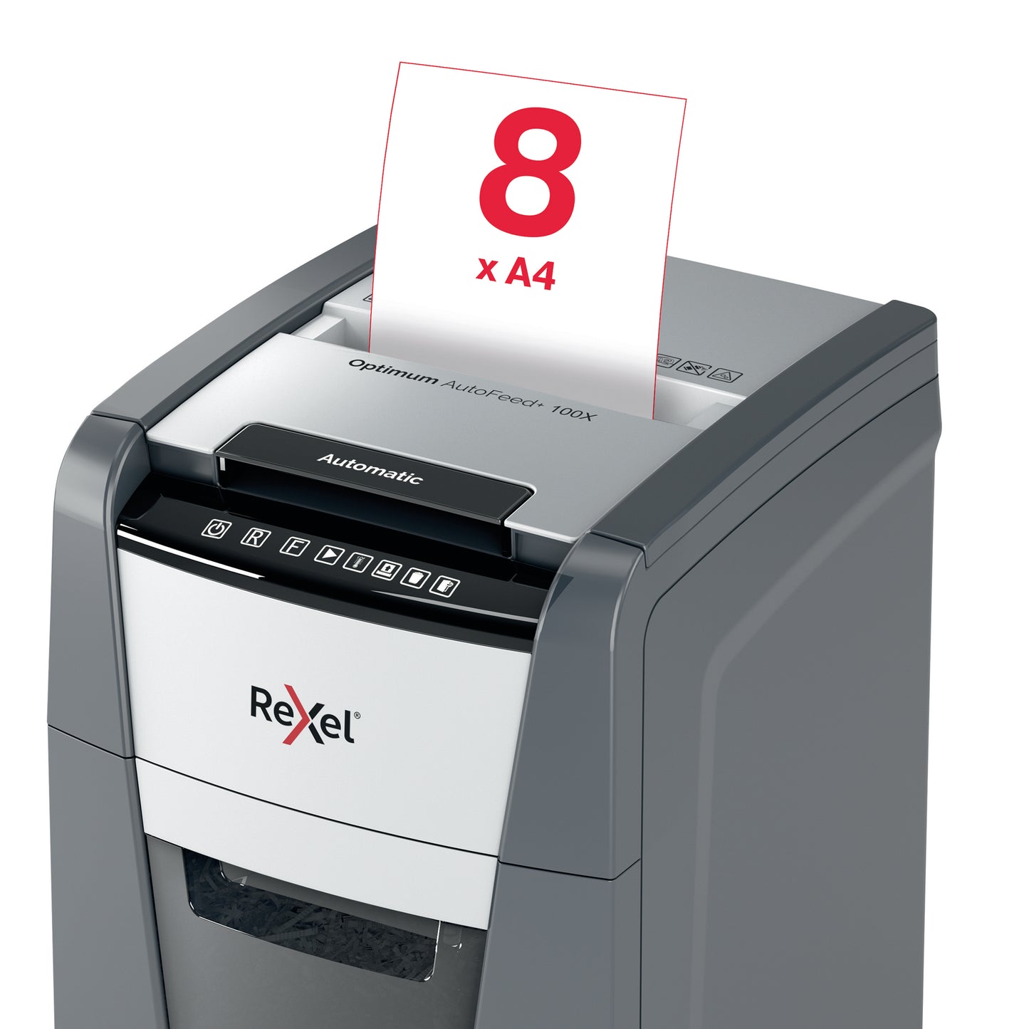 Rexel Optimum AutoFeed+ 100X Automatic Cross Cut Paper Shredder P4