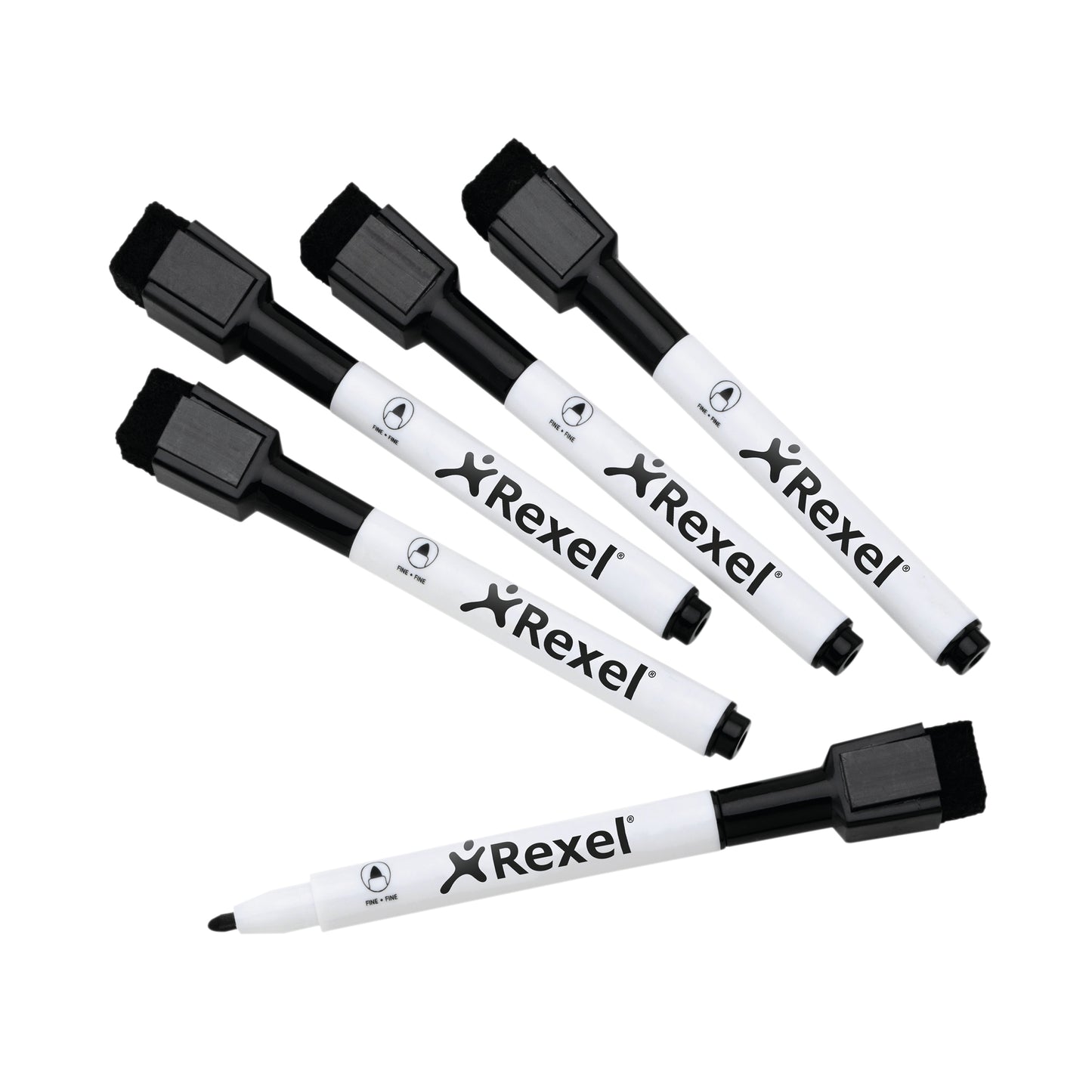 Rexel Magnetic Dry-Erase Markers Black (6)