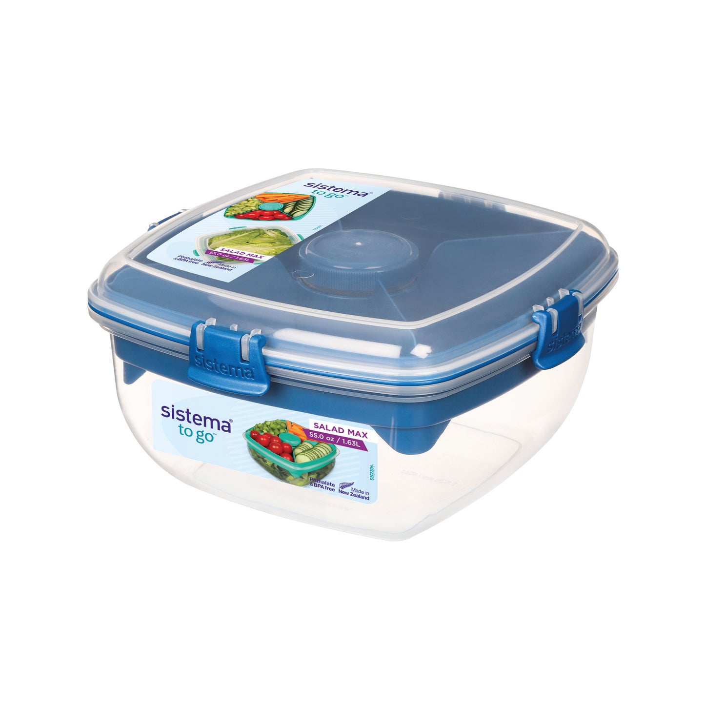 Sistema Salad Max to Go Coloured Clip 1.63L Clear 21357
