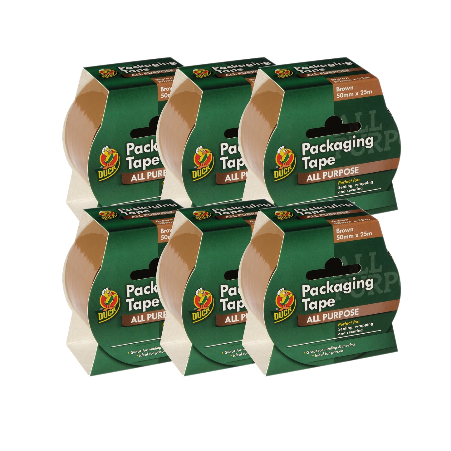 Ducktape Packaging Tape 50mmx25m Brown (Pack of 6) 260204