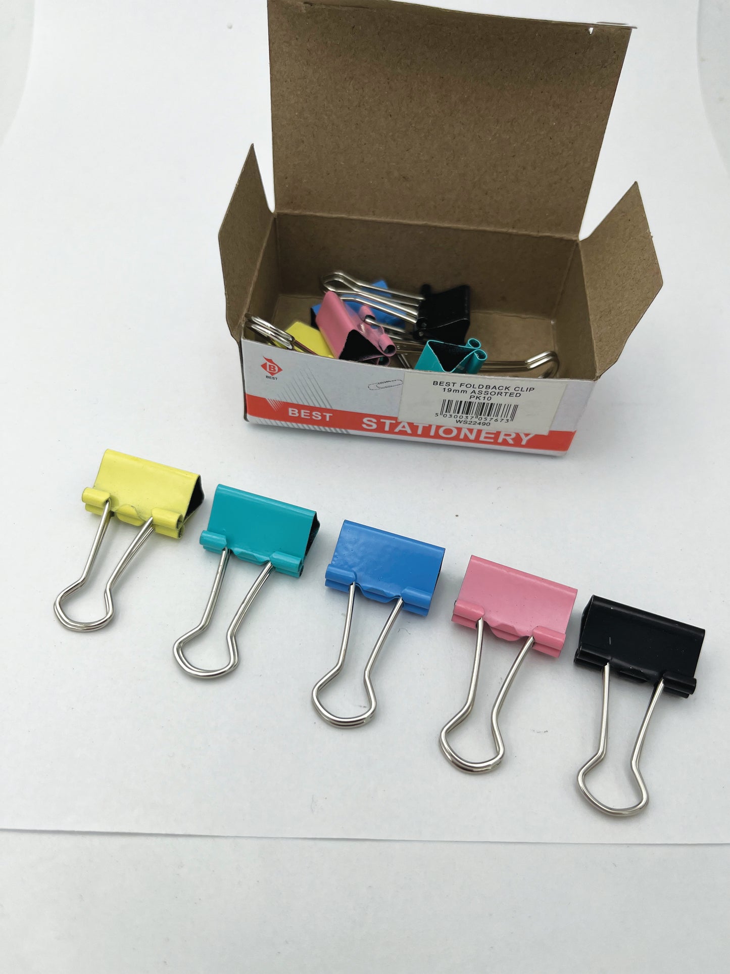 Foldback Clip 19mm Assorted (Pack of 10) 22491