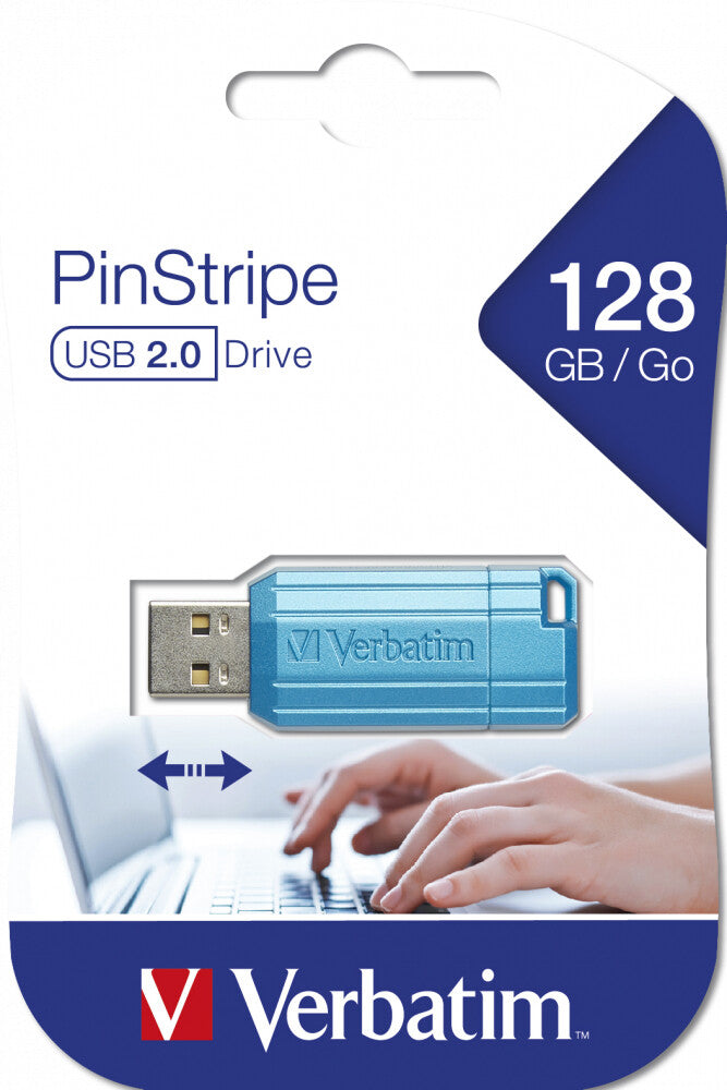 Verbatim PinStripe USB flash drive 128 GB USB Type-A 2.0 Blue