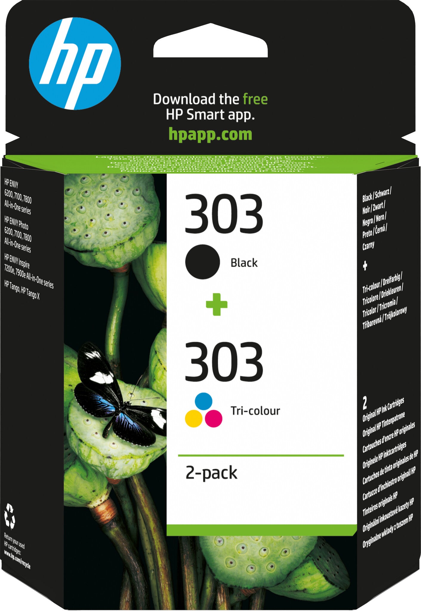HP 303 2-pack Black/Tri-color Original Ink Cartridges