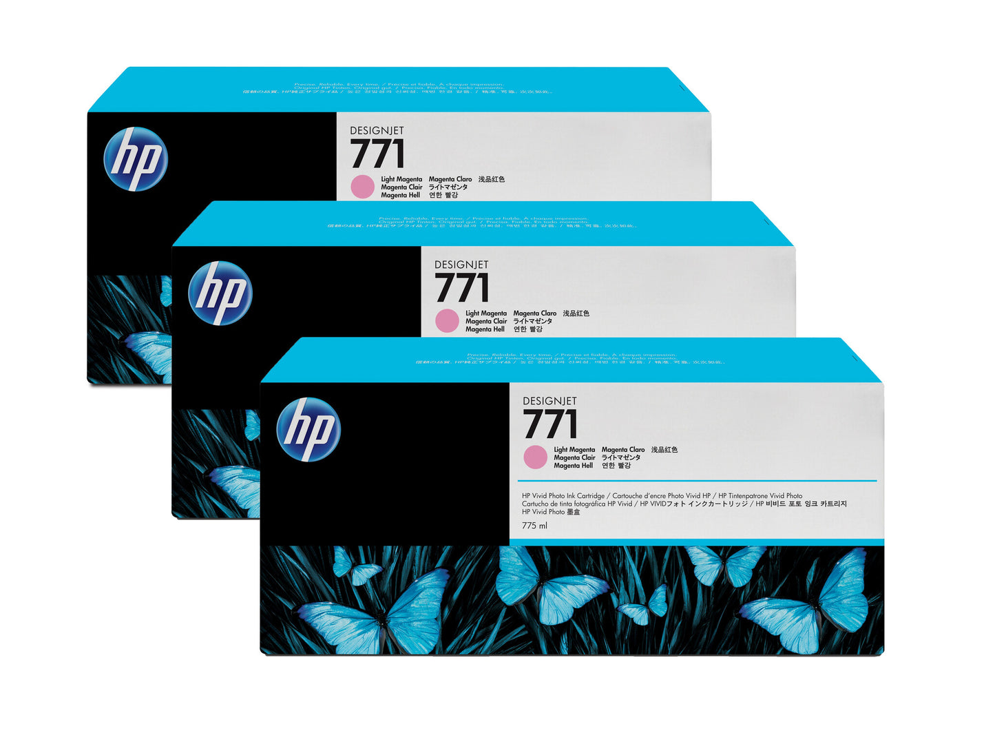 HP 771 3-pack 775-ml Light Magenta Designjet Ink Cartridges CR254A print head Thermal inkjet