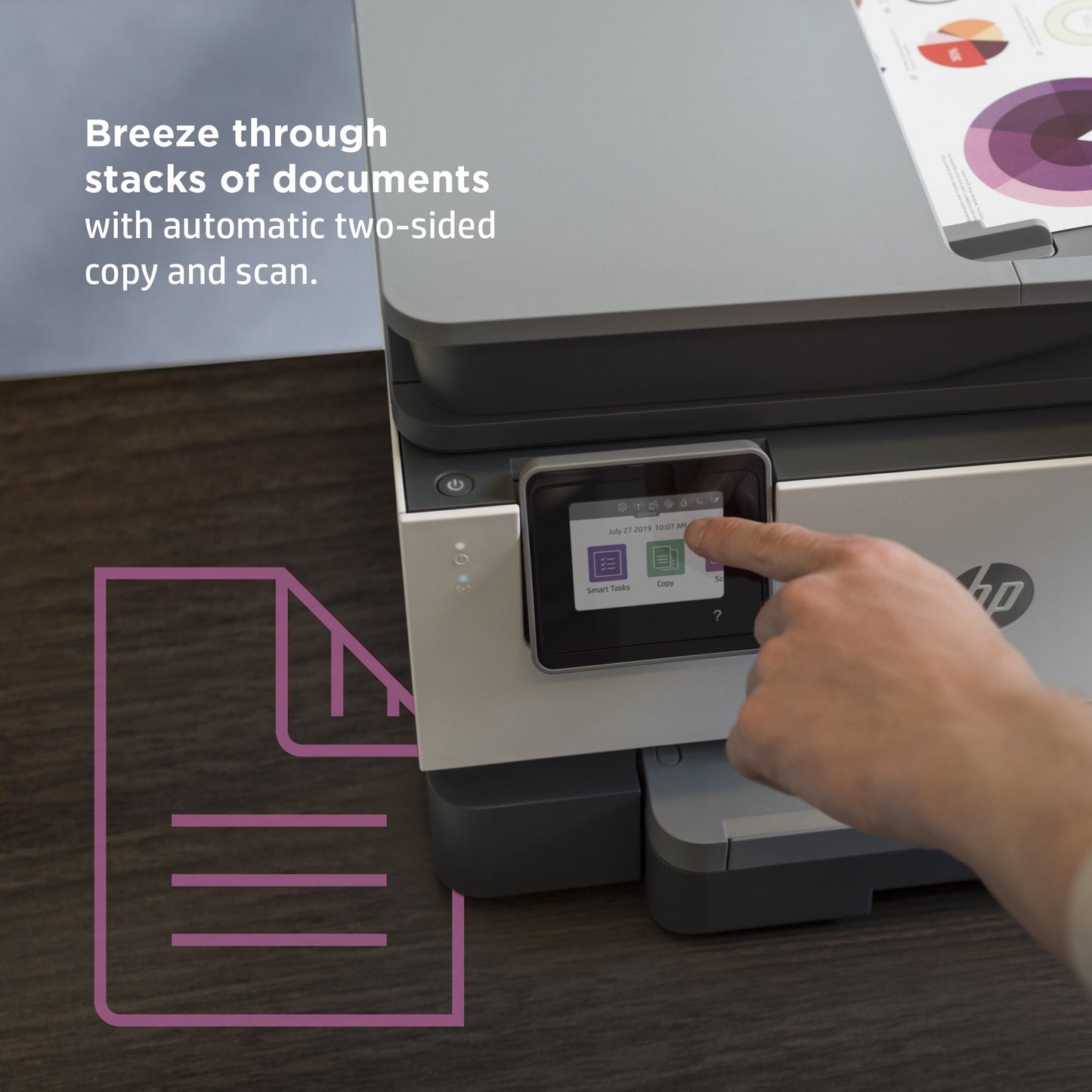 HP OfficeJet Pro 9012e Wireless All-in-One Color Printer, Instant Ink; Two-sided printing