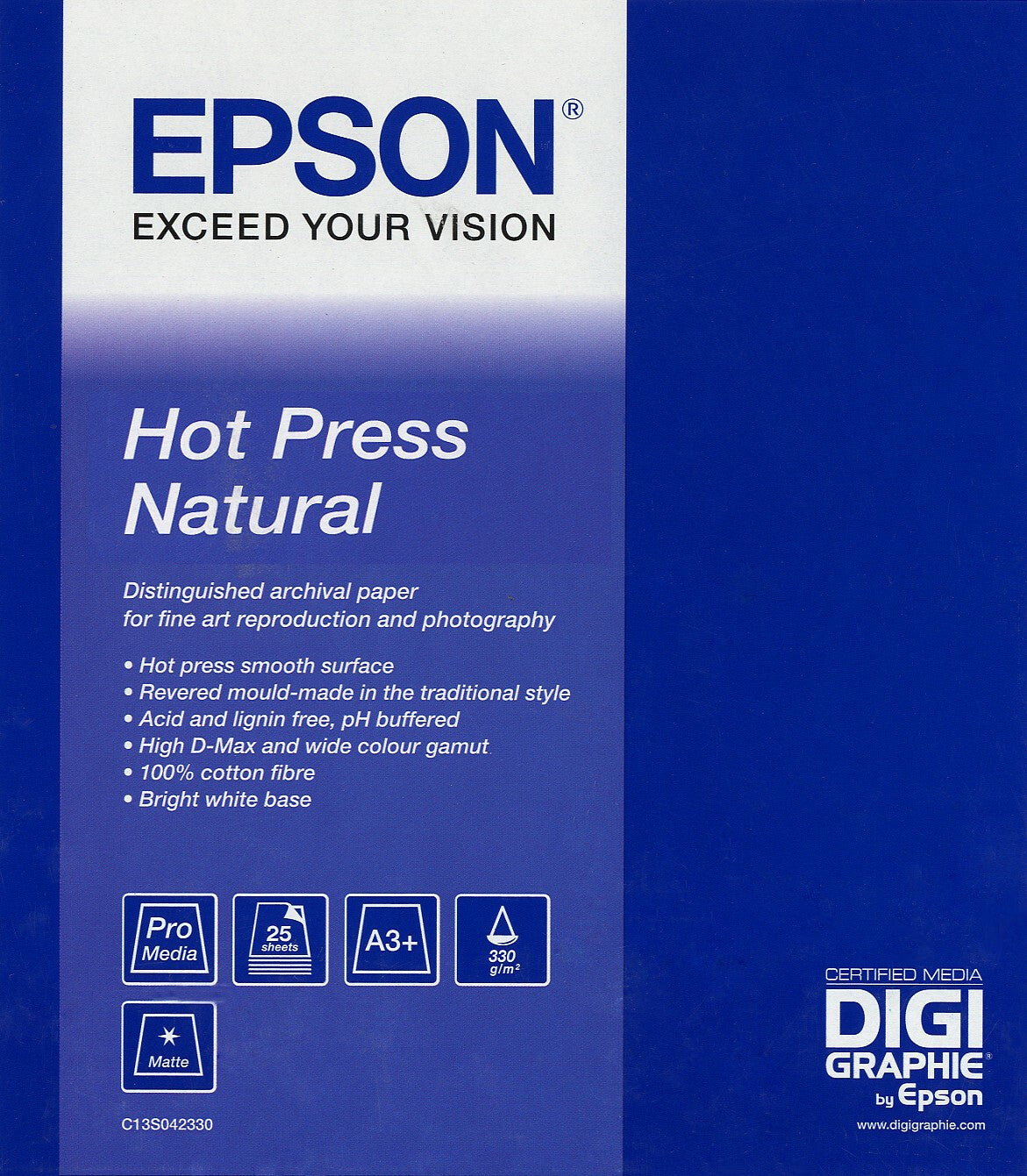 Epson Hot Press Natural, A3+, 25 Sheets
