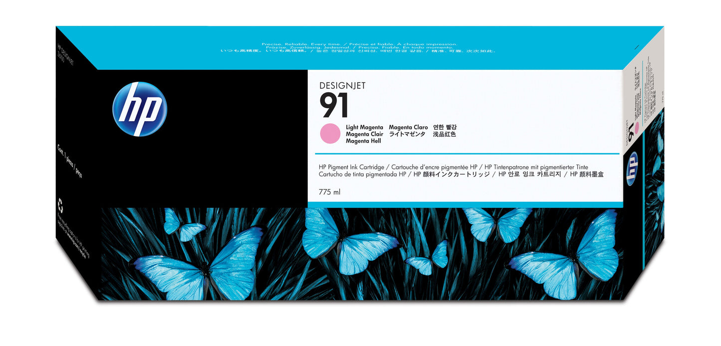 HP 91 775-ml Light Magenta DesignJet Pigment Ink Cartridge