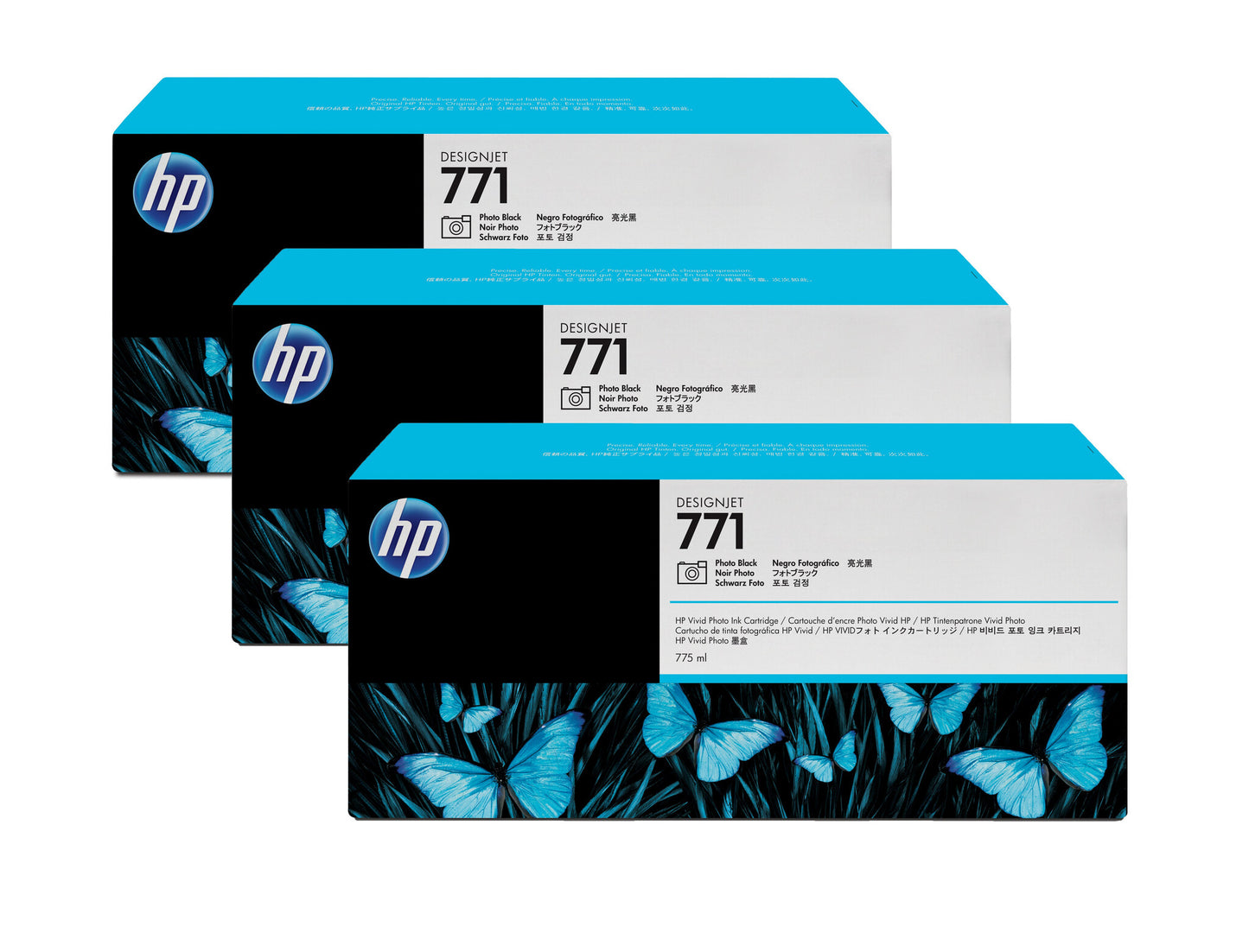 HP 771 3-pack 775-ml Photo Black Designjet Ink Cartridges CR256A print head Thermal inkjet